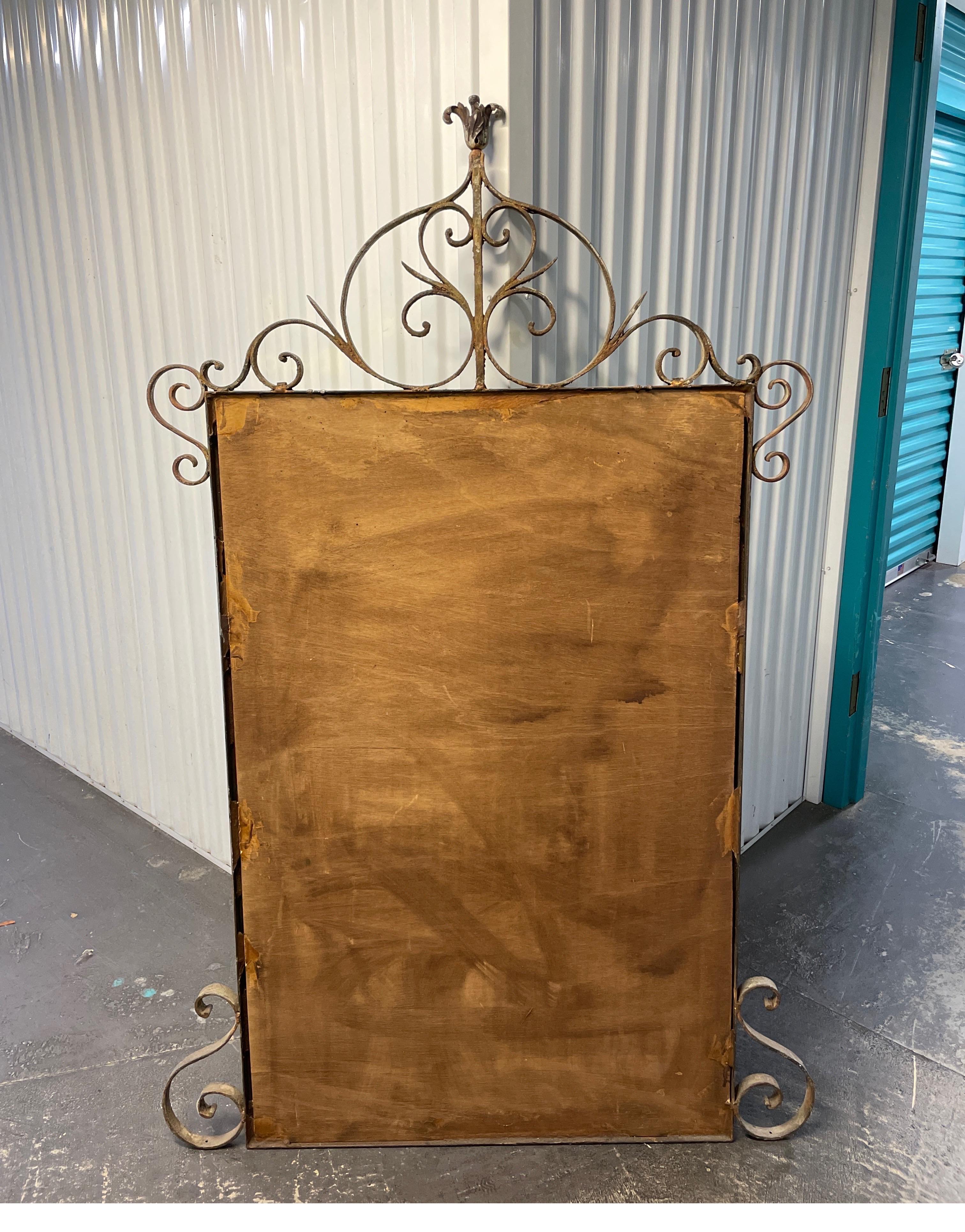 Antique Scrolled Iron Mirror For Sale 1