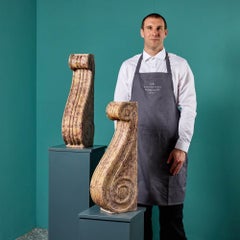 Antique Scrolling Brocatelle Marble Corbels