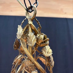 Antique Scrolling Vines French Gold Tole Chandelier with Original Gilding