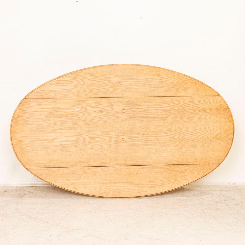 Antique Scrubbed Oak Drop Leaf Oval Coffee Table from France 2