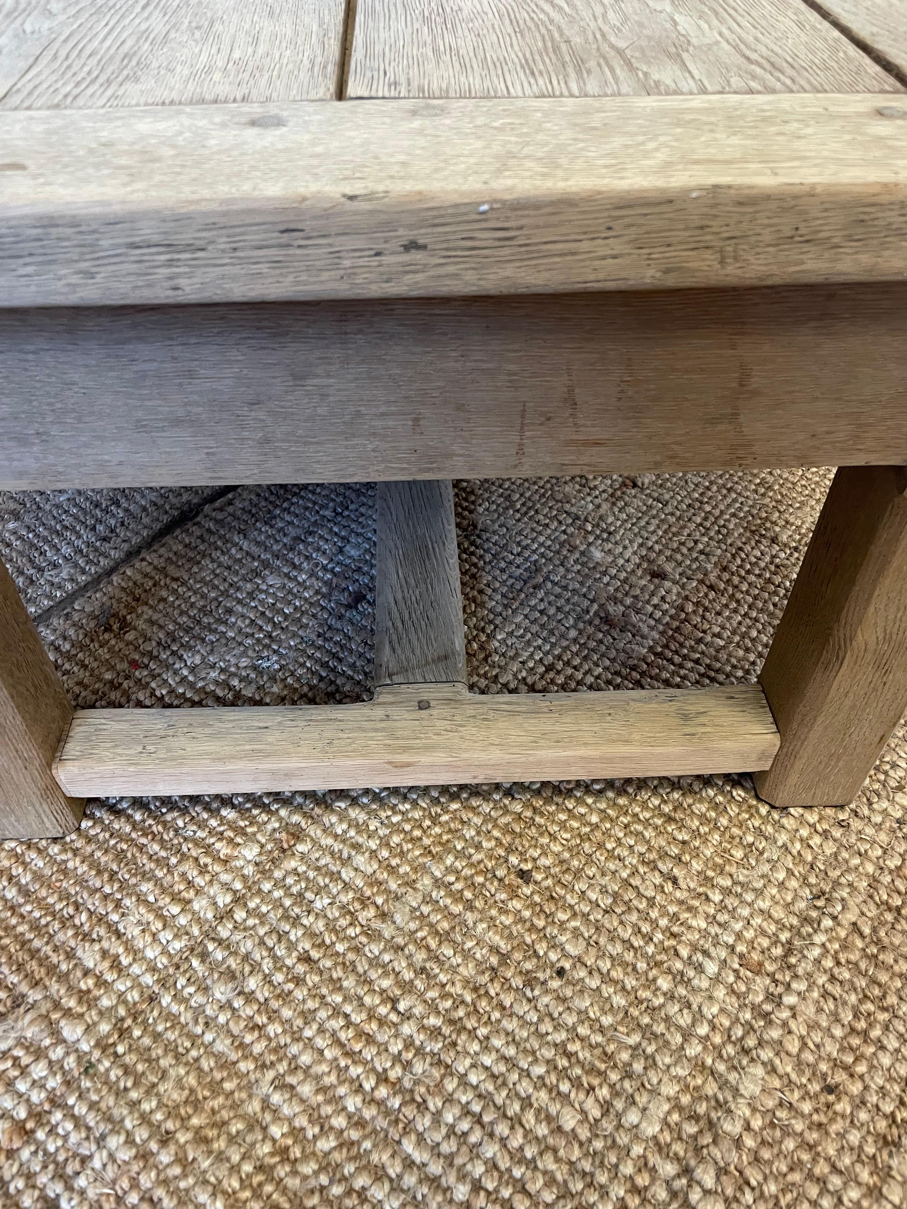 Antique scrubbed oak French 2 drawer coffee table  For Sale 5