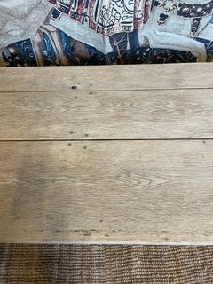 Antique scrubbed oak French 2 drawer coffee table