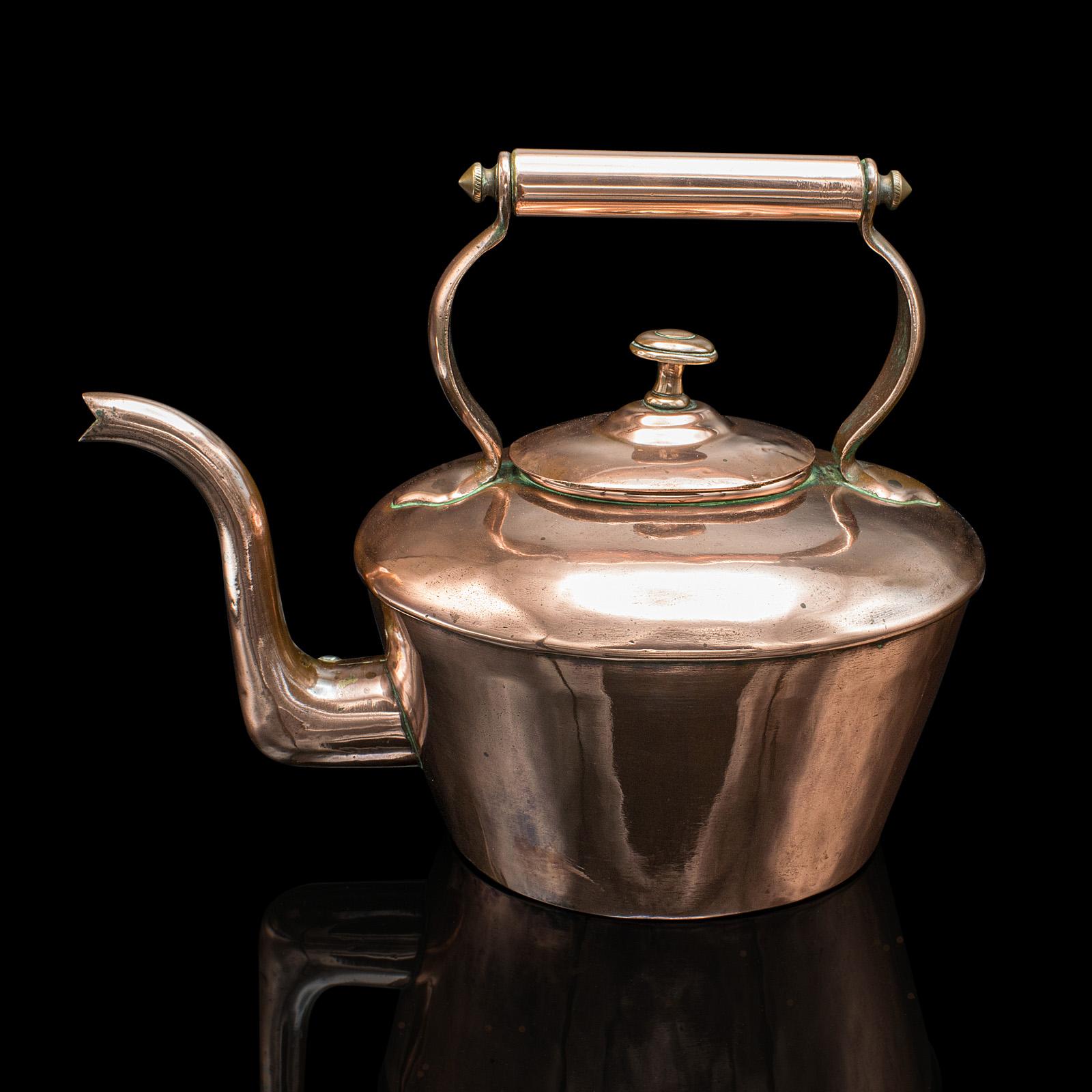 British Antique Scullery Kettle, English, Copper, Stovetop Teapot, Victorian, Circa 1870 For Sale