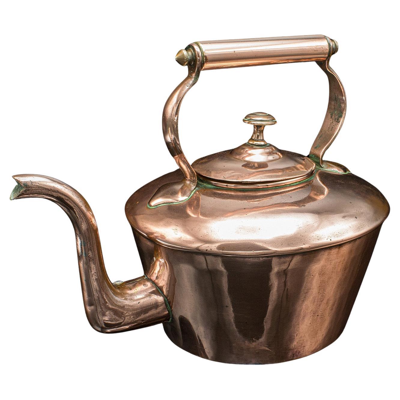 Antique Scullery Kettle, English, Copper, Stovetop Teapot, Victorian, Circa 1870