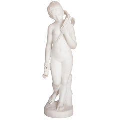 Antique Sculpted Marble Figure of a Young Girl