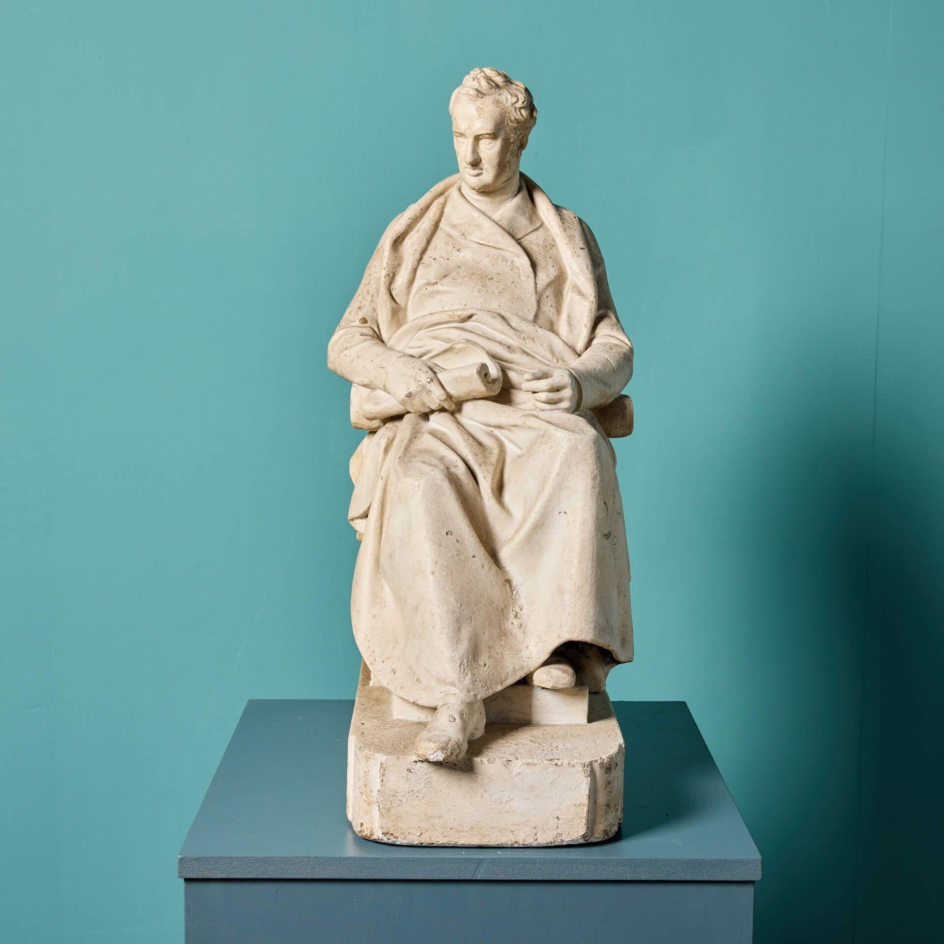 Victorien Antiquités - Maquette en plâtre sculpté d'un homme assis en vente