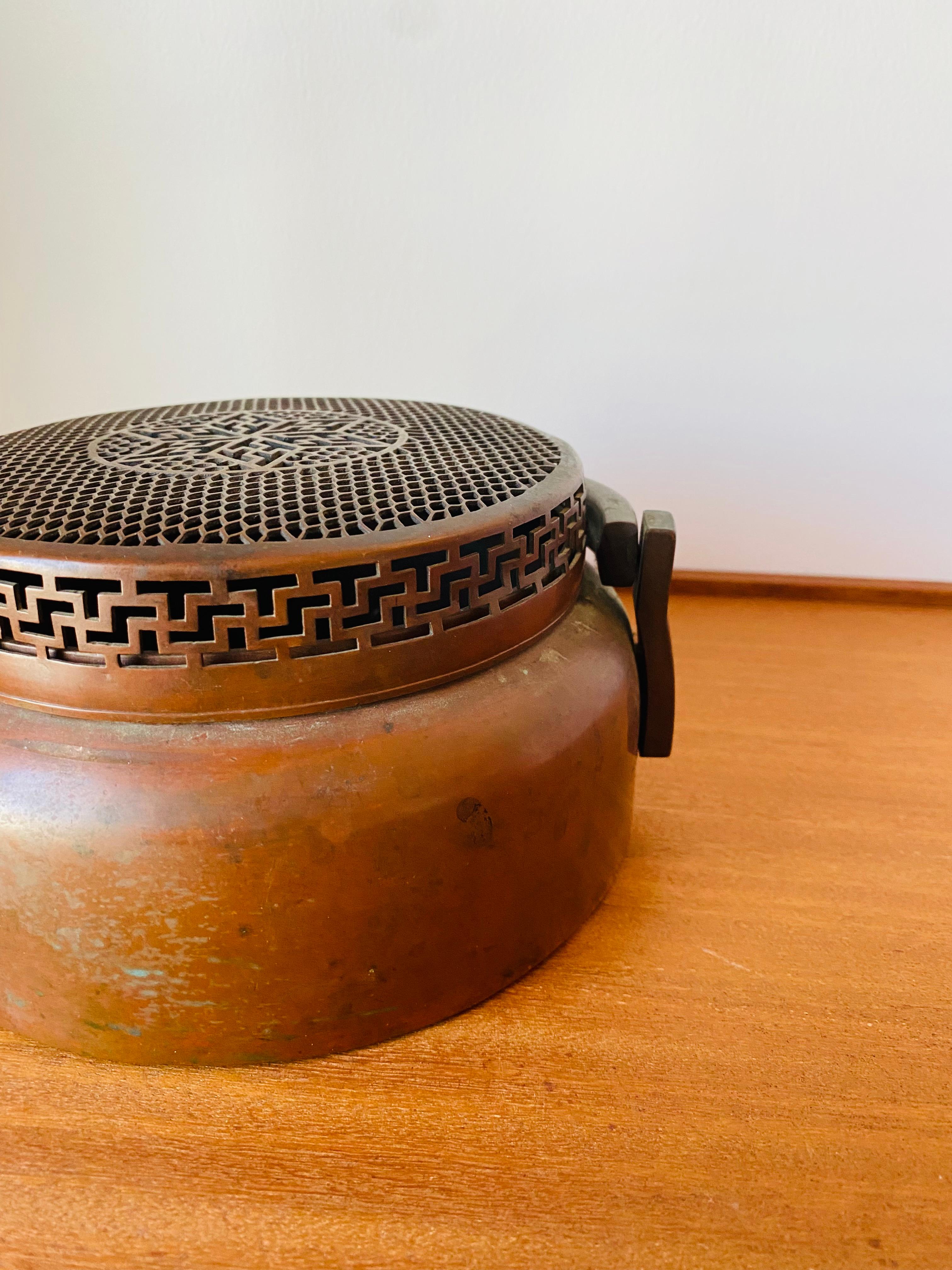Antique Sculptural Copper Chinese Hand Warmer In Good Condition For Sale In San Diego, CA