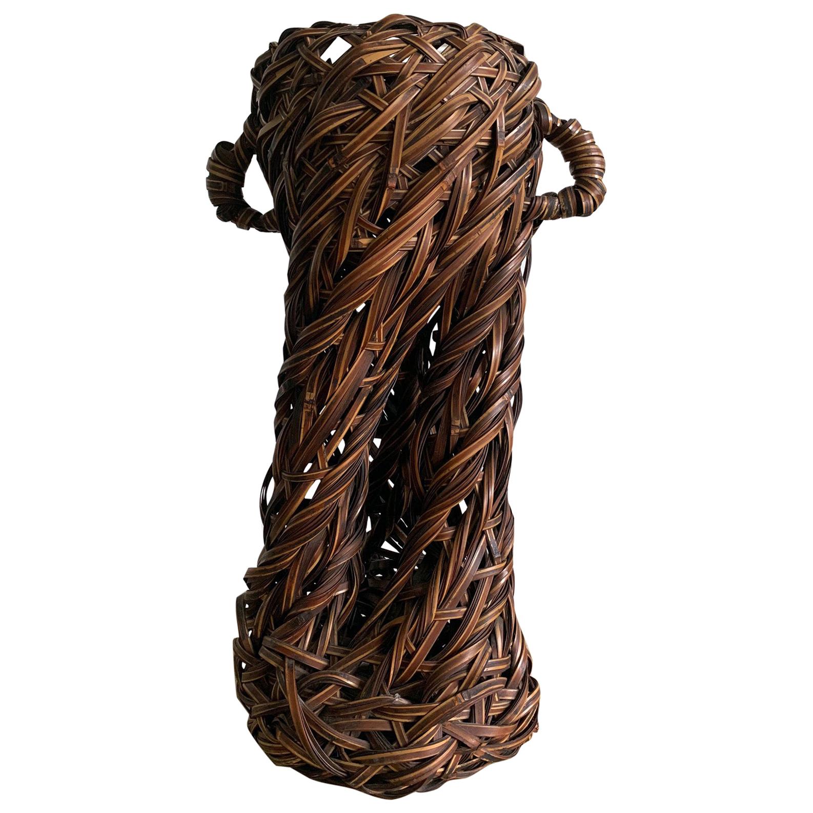 Antique Japanese Bamboo Kimono Storage Basket For Sale at 1stDibs