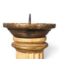 Antico candeliere scultoreo in legno da chiesa, 1860