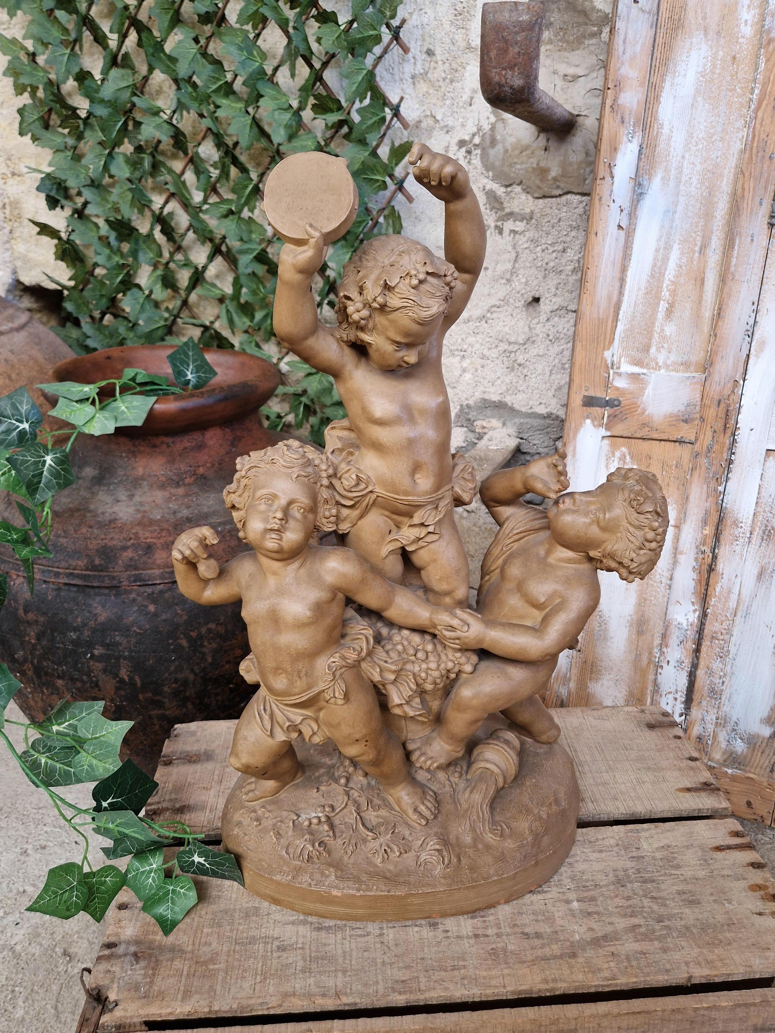 Absolutely Beautiful Sculpture by L Livi a French Artist

The Statue is named Dancing Cupids

In Terracotta with nice Patina

French Origin

Beautiful Carved Details

Unique Piece

19th century 

Signed 