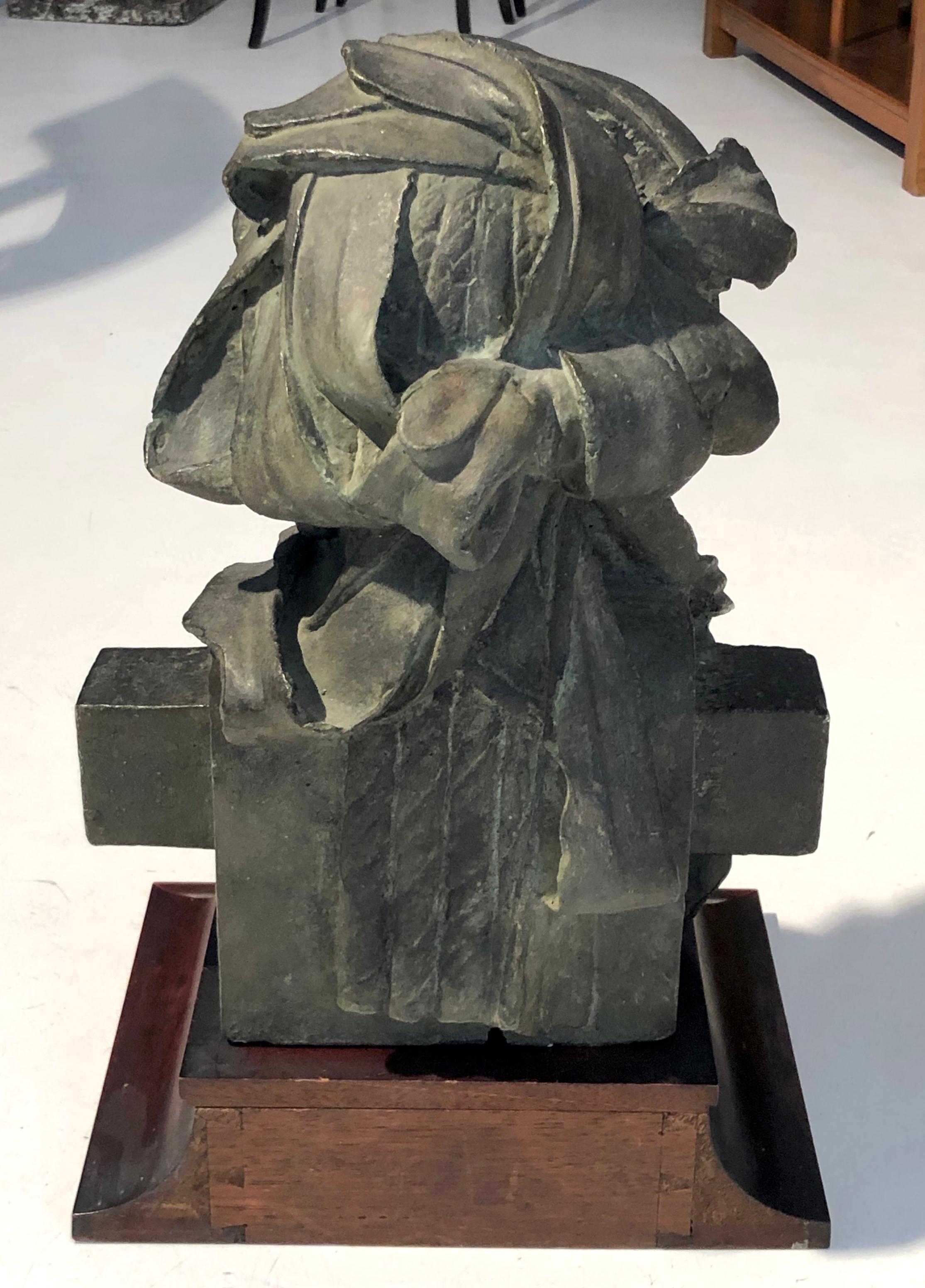 Escultura Antigua Dionysos Herm Yeso Fundido Base Nogal Francia Napoleón III en venta