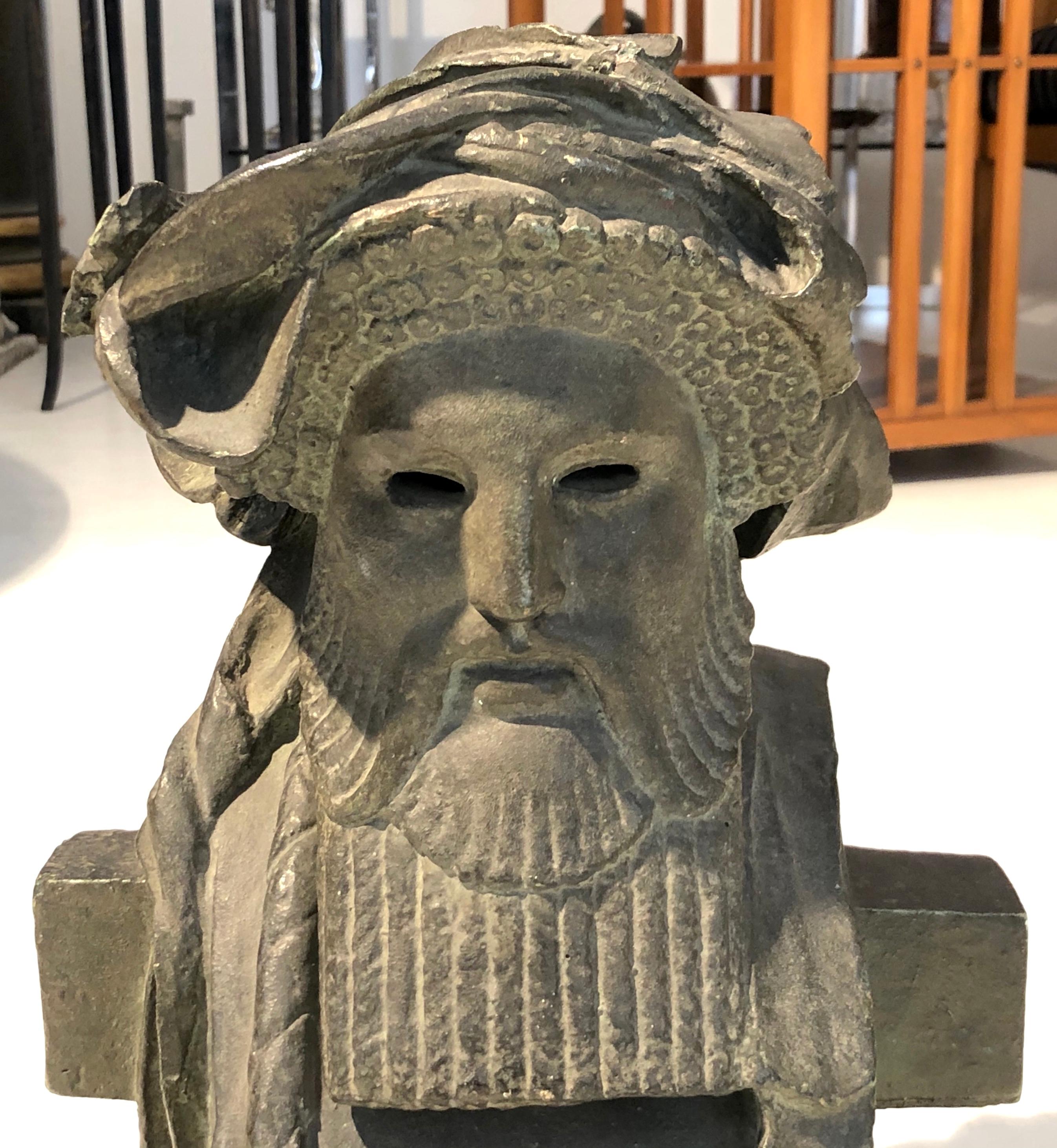 Antike Skulptur Dionysos Herm Gips Guss Nussbaum Basis Frankreich im Zustand „Gut“ im Angebot in Munich, DE