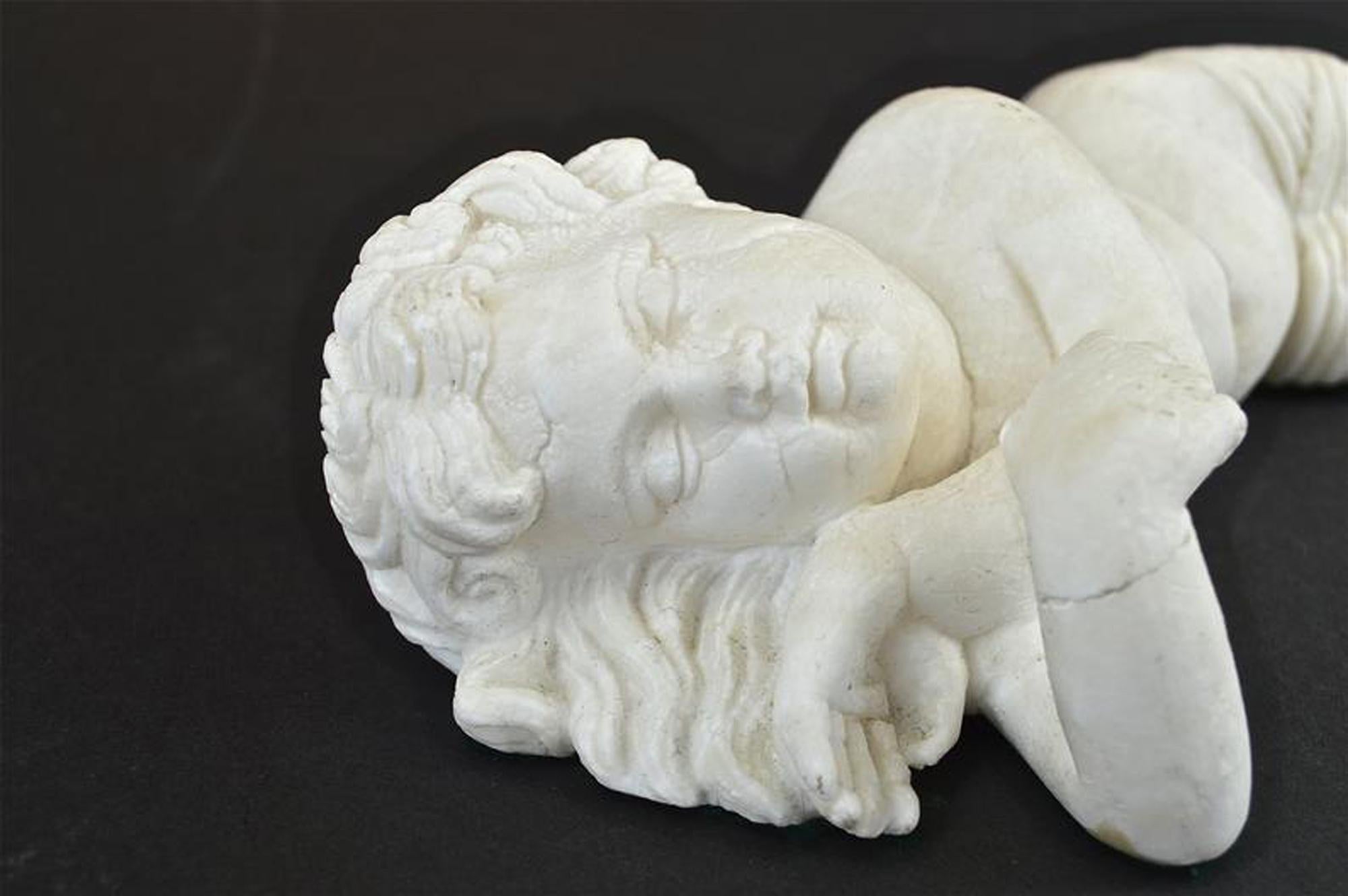 Italian Antique Sculpture of a Sleeping Cherub For Sale
