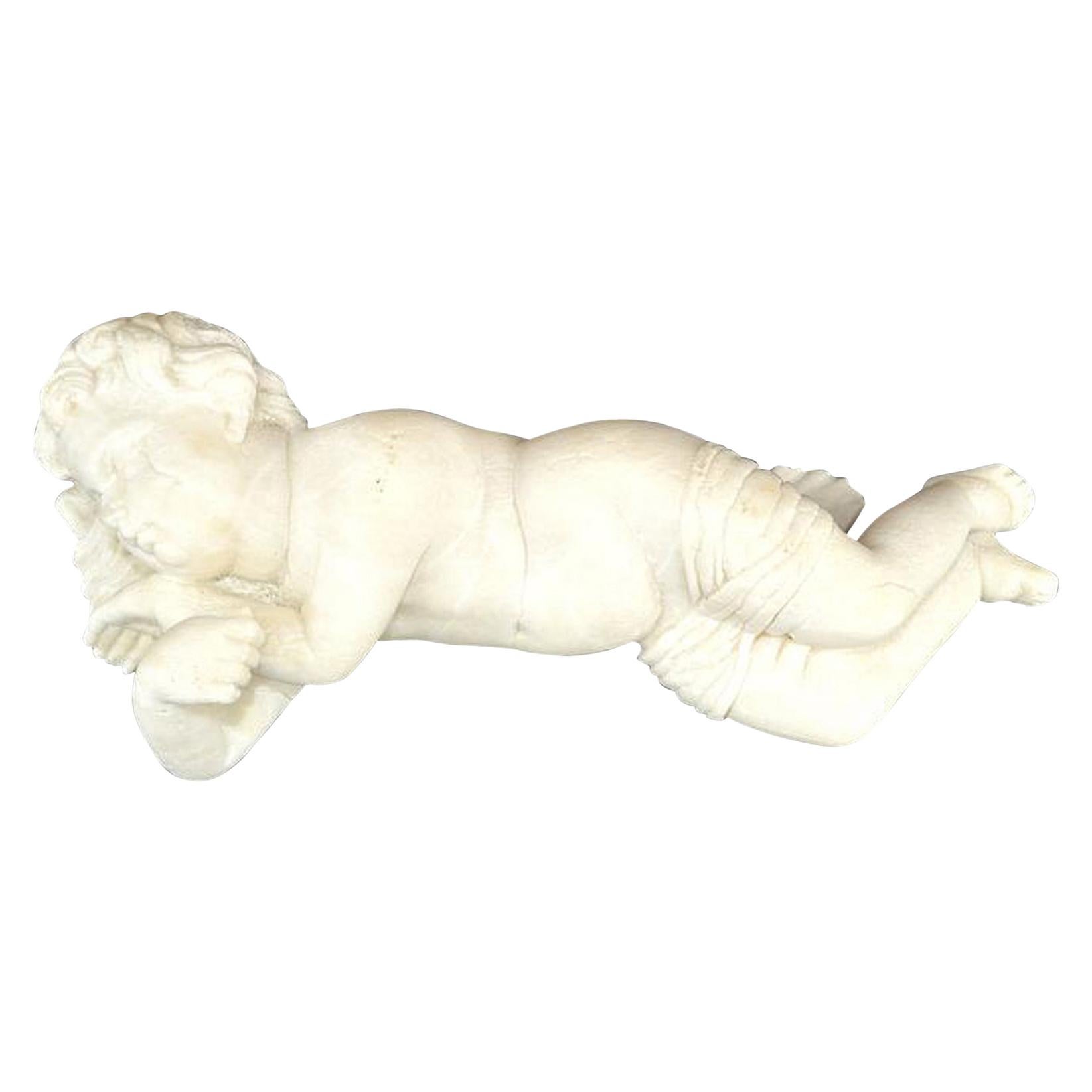 Antique Sculpture of a Sleeping Cherub For Sale