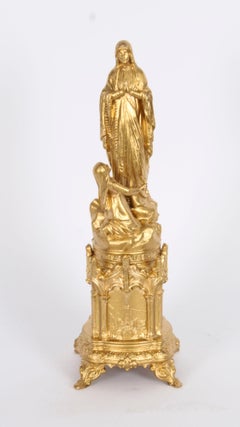 Antique Sculpture St Bernadette before the Virgin Mary 19th Century