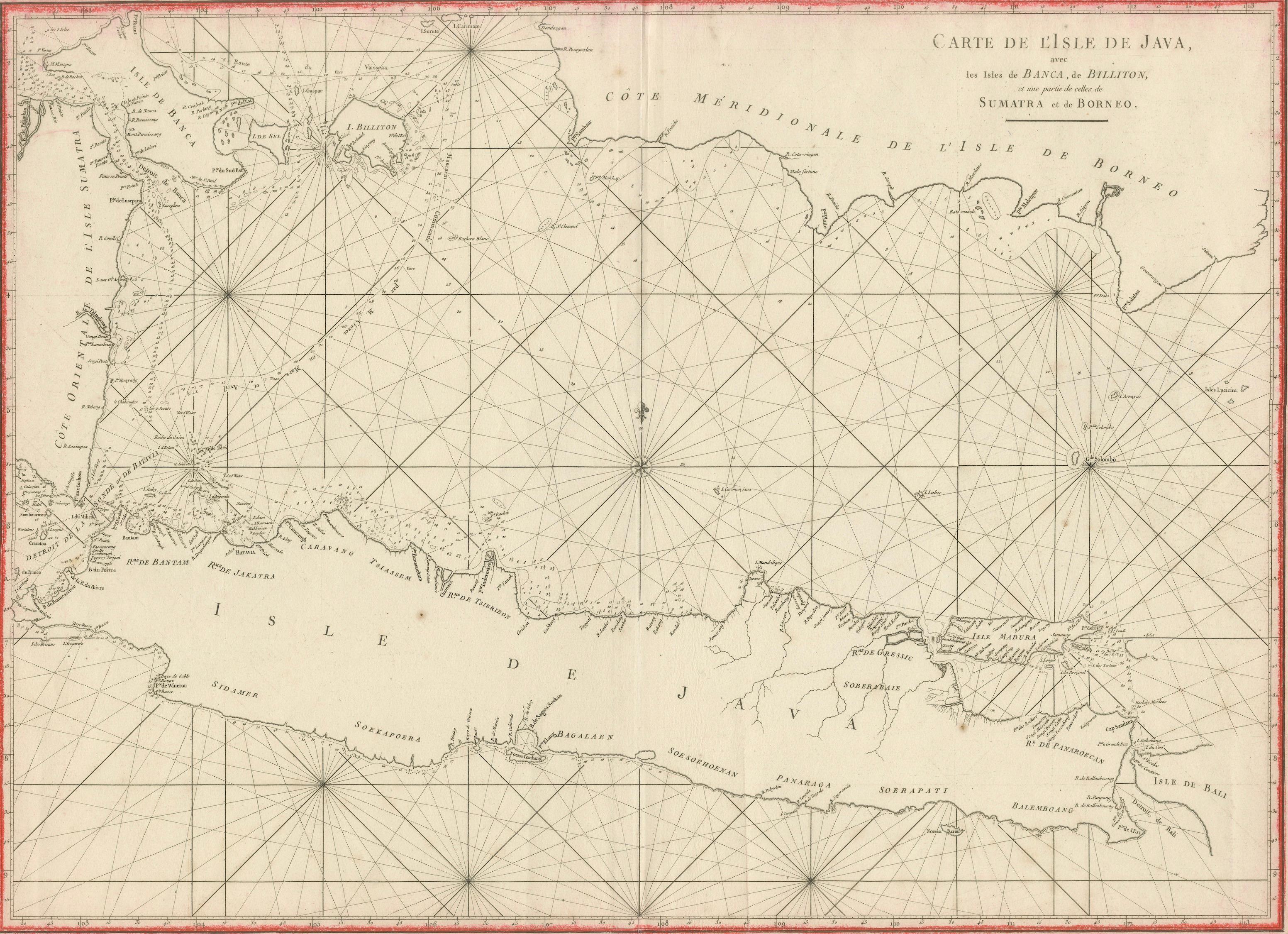 Antique Sea Chart Java Indonesia – Mannevillette Neptune Oriental 1775