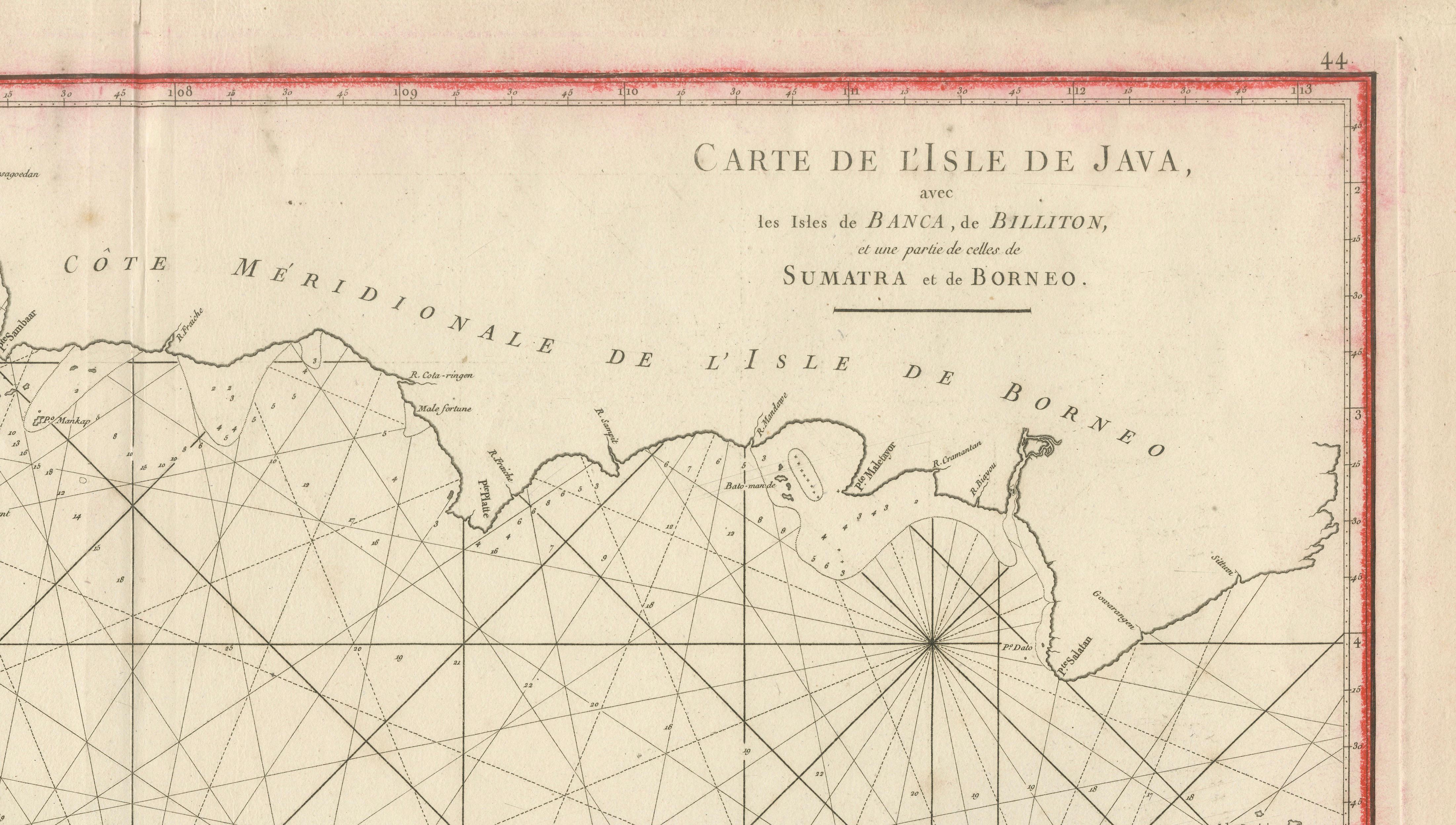 Antique Sea Chart Java Indonesia – Mannevillette Neptune Oriental 1775