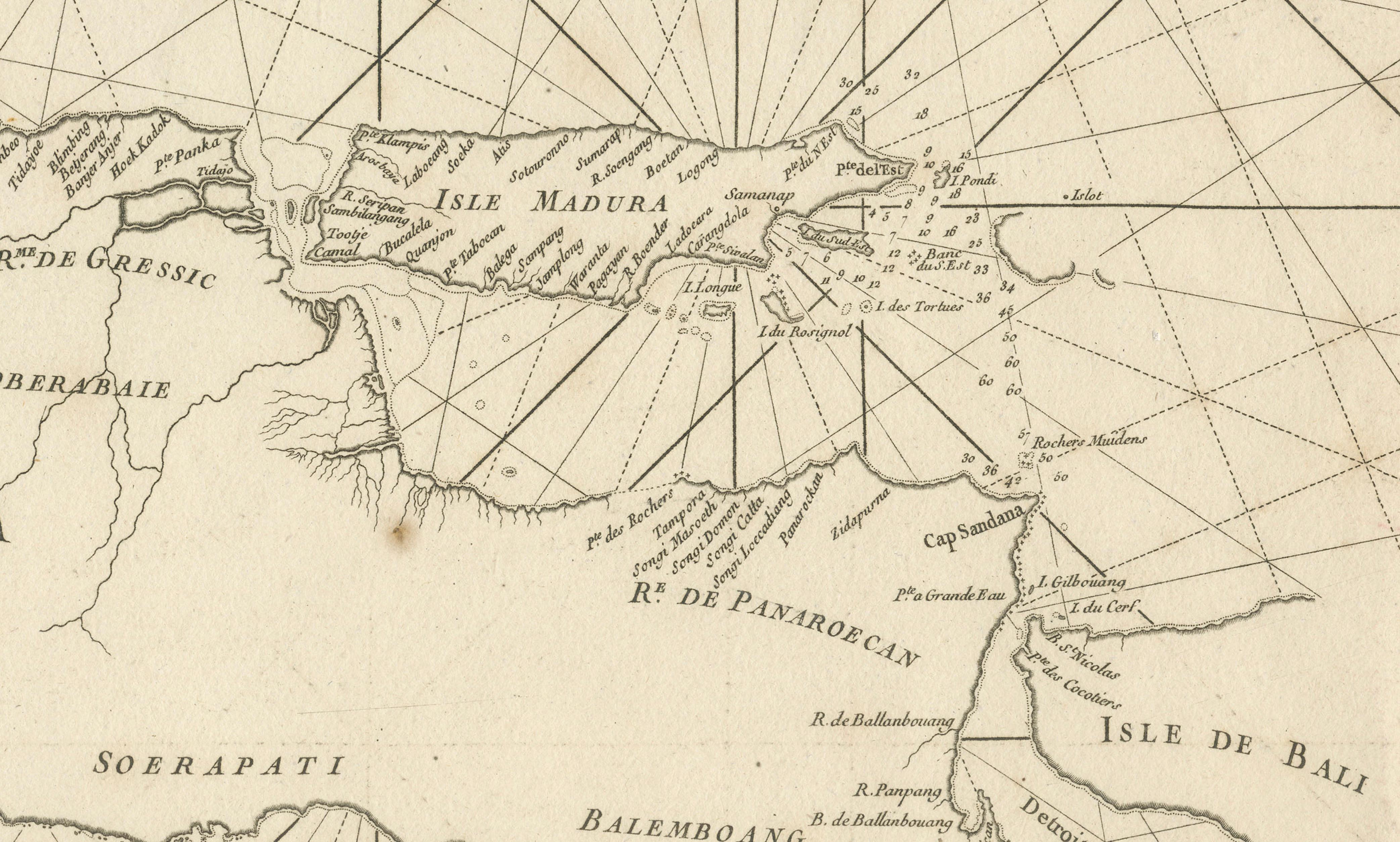 Antique Sea Chart Java Indonesia – Mannevillette Neptune Oriental 1775