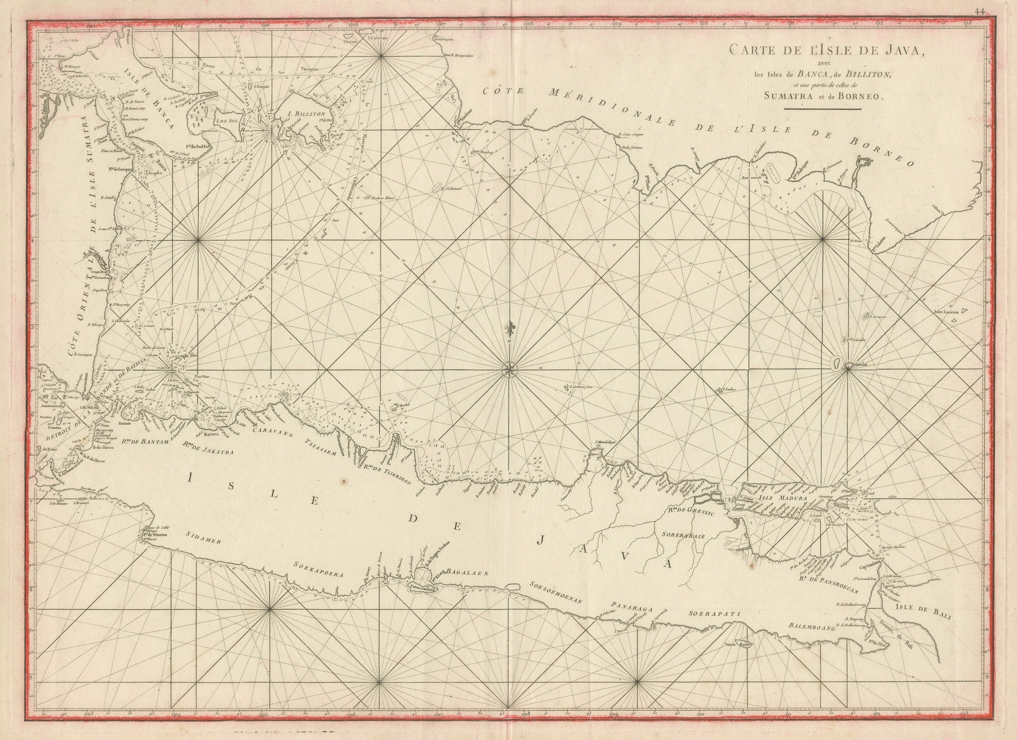 Antique Sea Chart Java Indonesia – Mannevillette Neptune Oriental 1775 For Sale