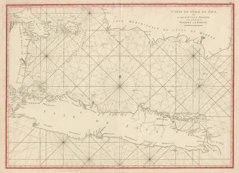 Antique Sea Chart Java Indonesia – Mannevillette Neptune Oriental 1775