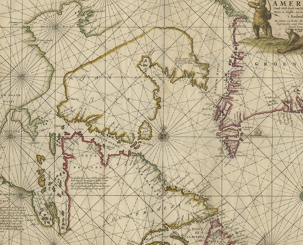 Antique Sea Chart of Hudson Bay and Arctic Canada by Van Keulen, circa 1681