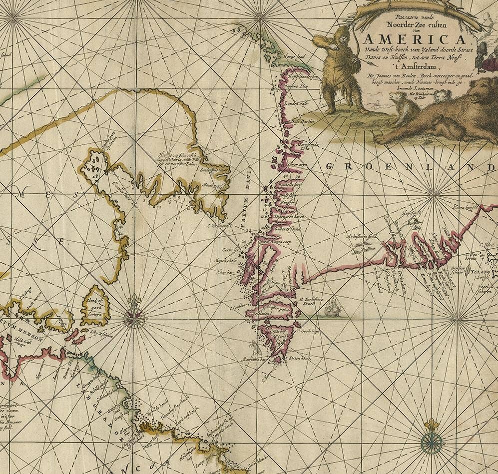 Antique Sea Chart of Hudson Bay and Arctic Canada by Van Keulen, circa 1681