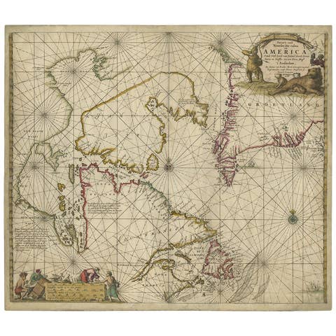 Antique Sea Chart of Hudson Bay and Arctic Canada by Van Keulen, circa 1681