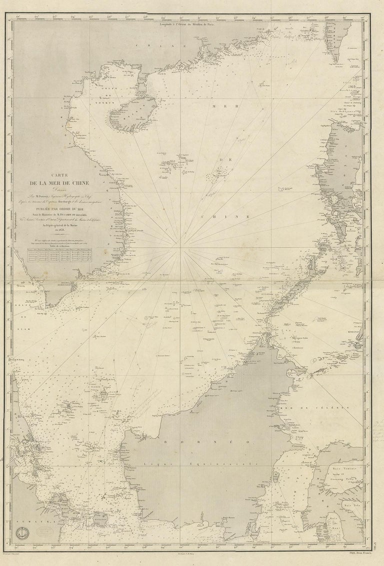 Antique Sea Chart of the South China Sea by Daussy, 1838 at 1stDibs