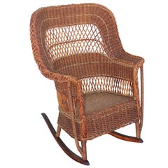 Antique Sea Grass & Wicker Rocker