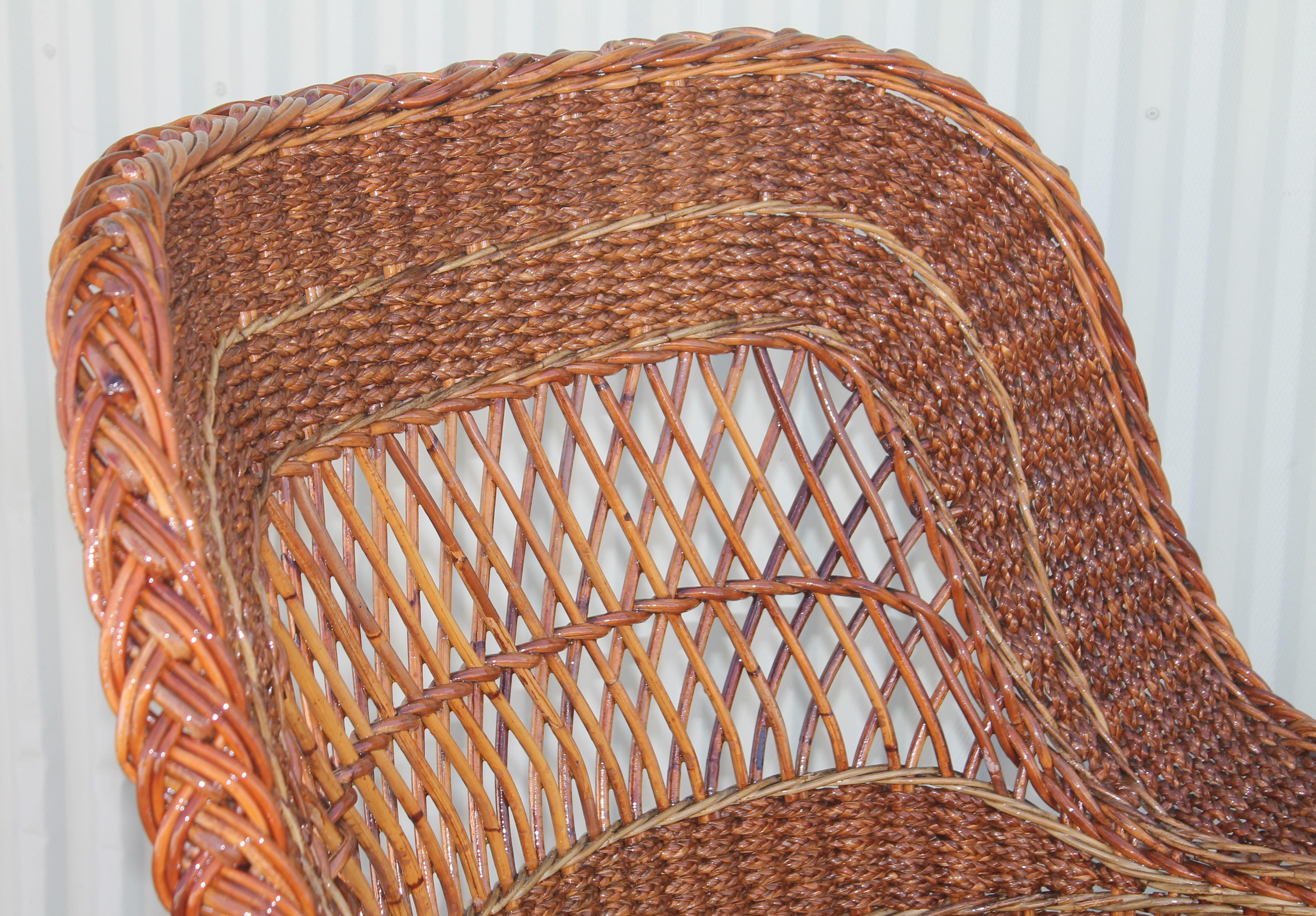 Seagrass Antique Sea Grass and Wicker Rocker with Custom Cushion