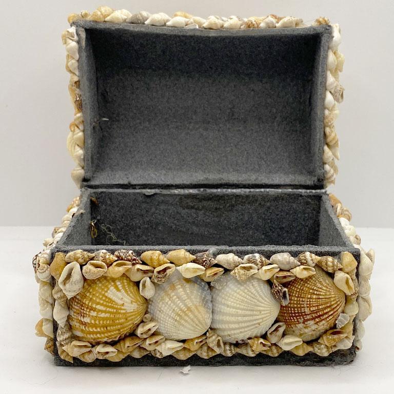 Antique Sea Shell Decorative Coffin Box with Lid In Good Condition For Sale In Oklahoma City, OK
