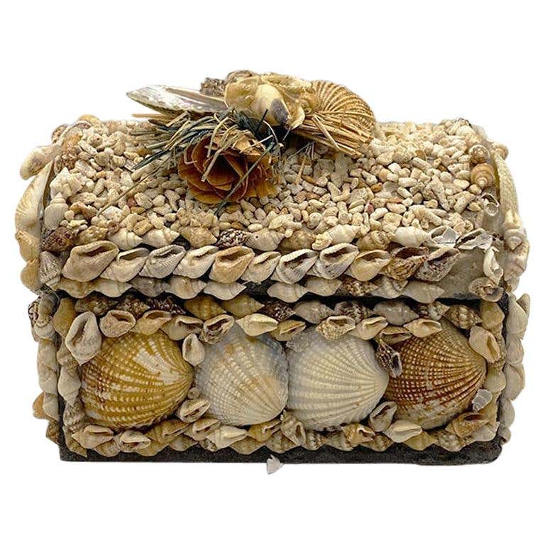 Antique Sea Shell Decorative Coffin Box with Lid For Sale at 1stDibs ...