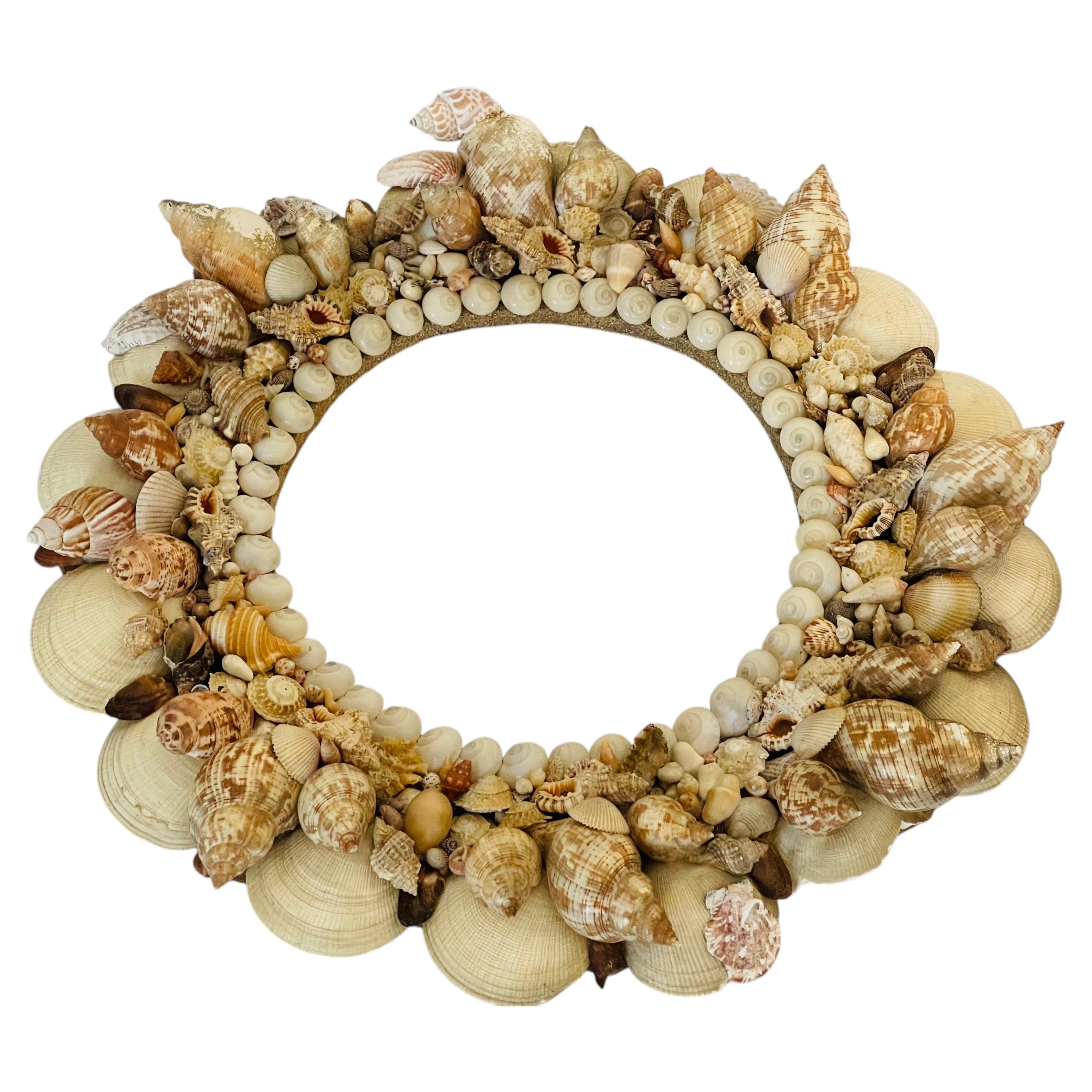 Antique Sea Shell Mirror Frame or Wreath For Sale