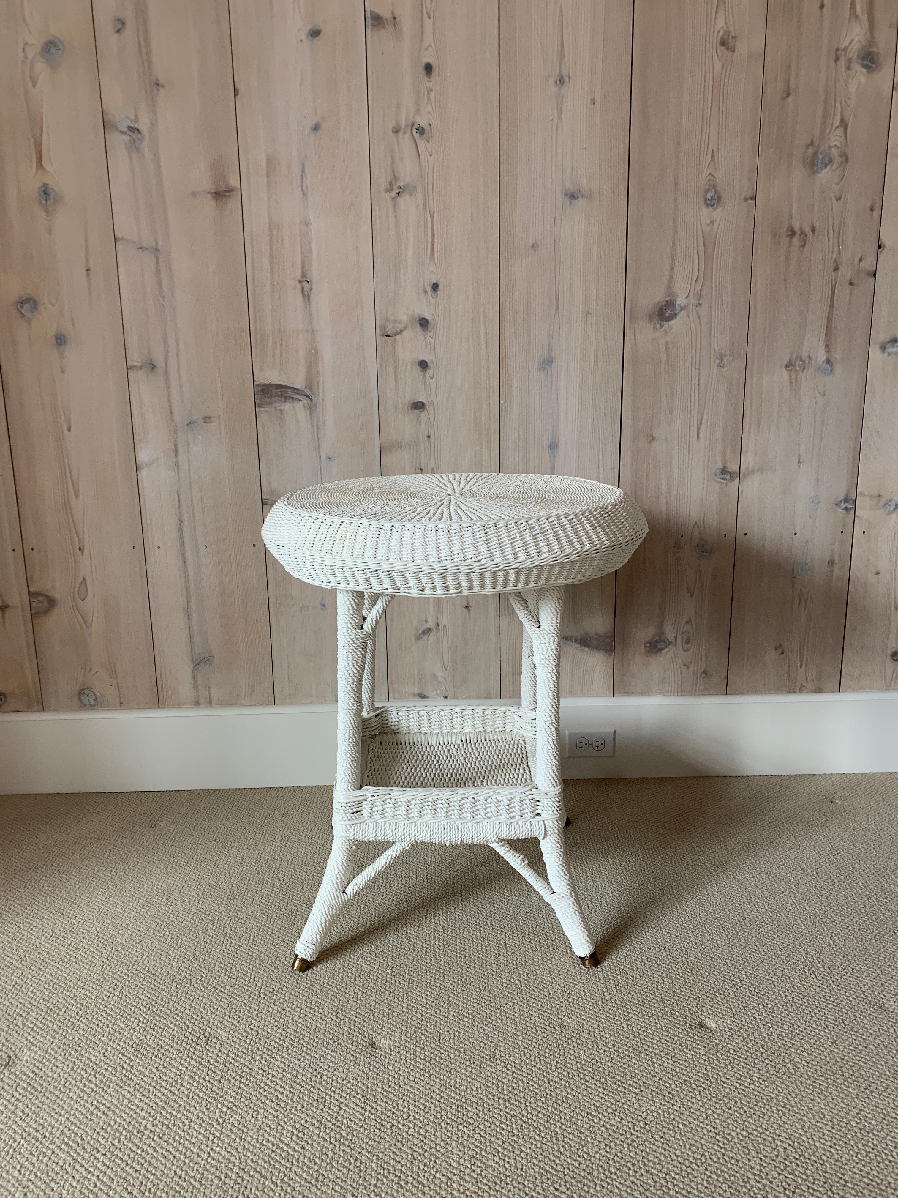 Hand-Woven Antique Seagrass Table For Sale