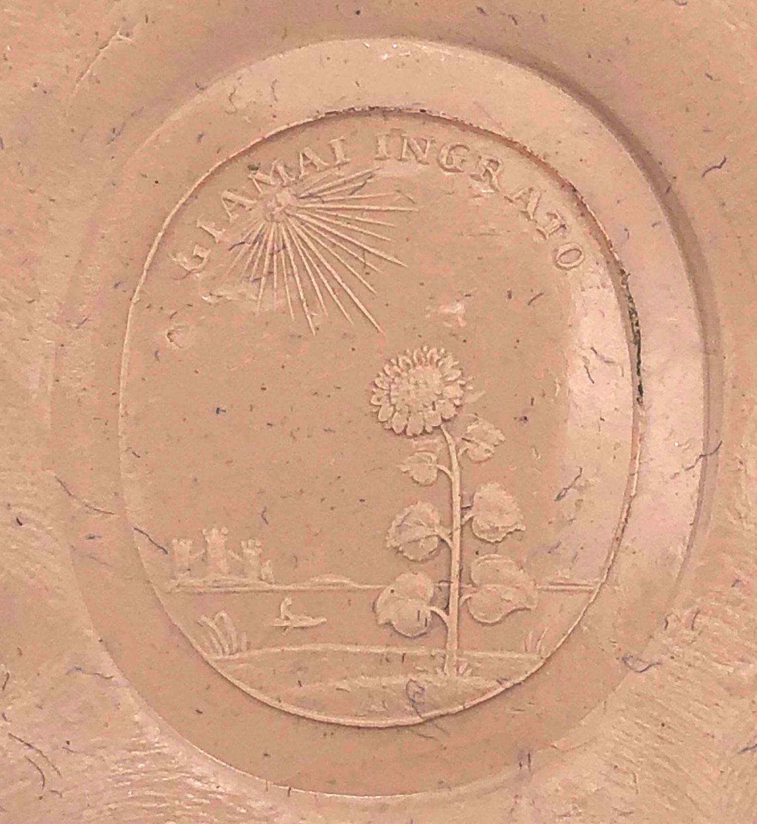 Antiker antiker Anhänger, Siegel Sonnenblume Sonnenschliff Motto Achat Blutstein Gold, Italien im Angebot 1