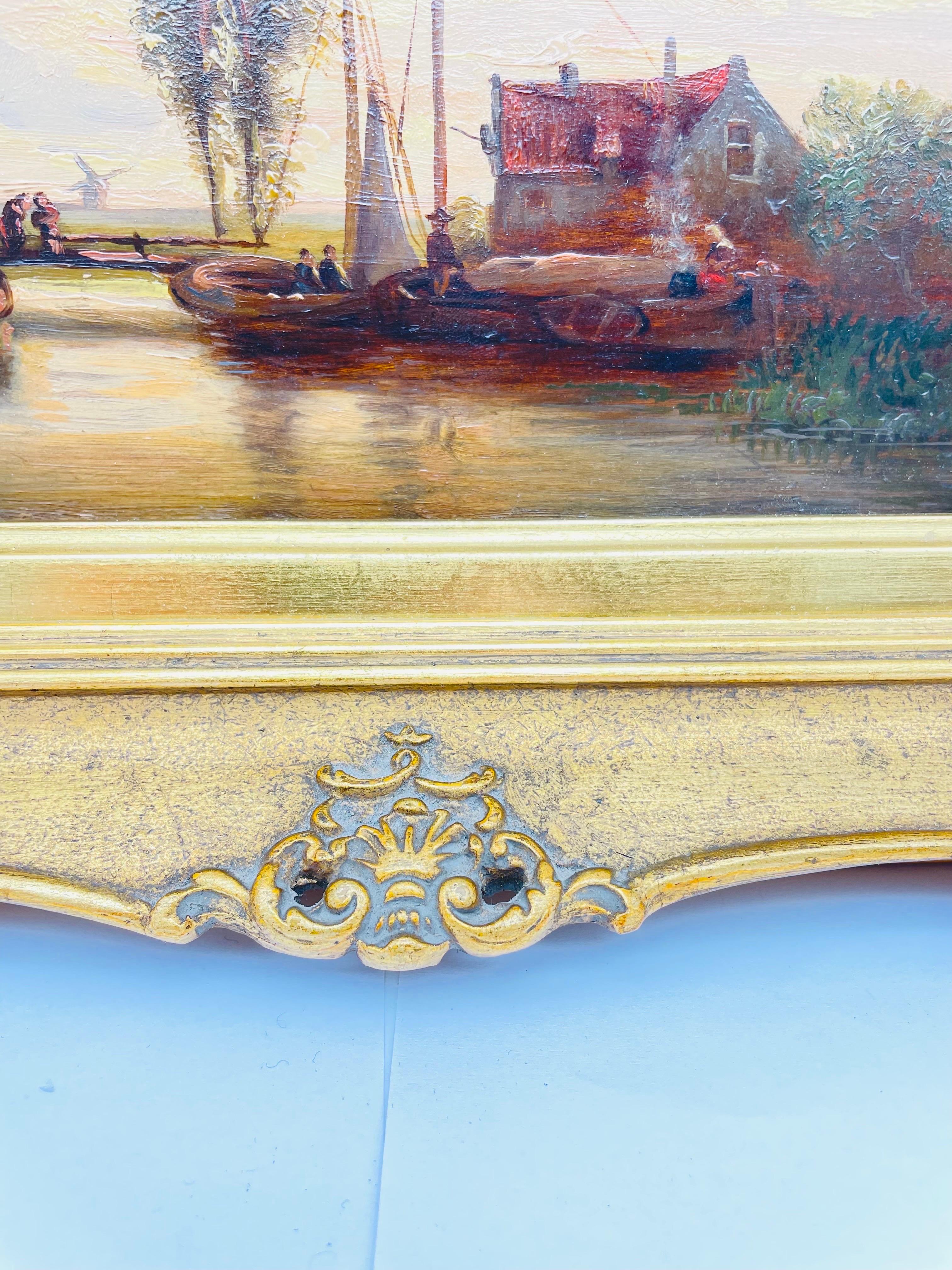 Peint à la main Peinture de paysage marin ancienne de Conrad Eilers datant d'environ 1890 en vente