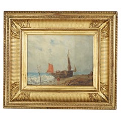 Antique Seascape Painting by Victor Philippe Phil, 19th C