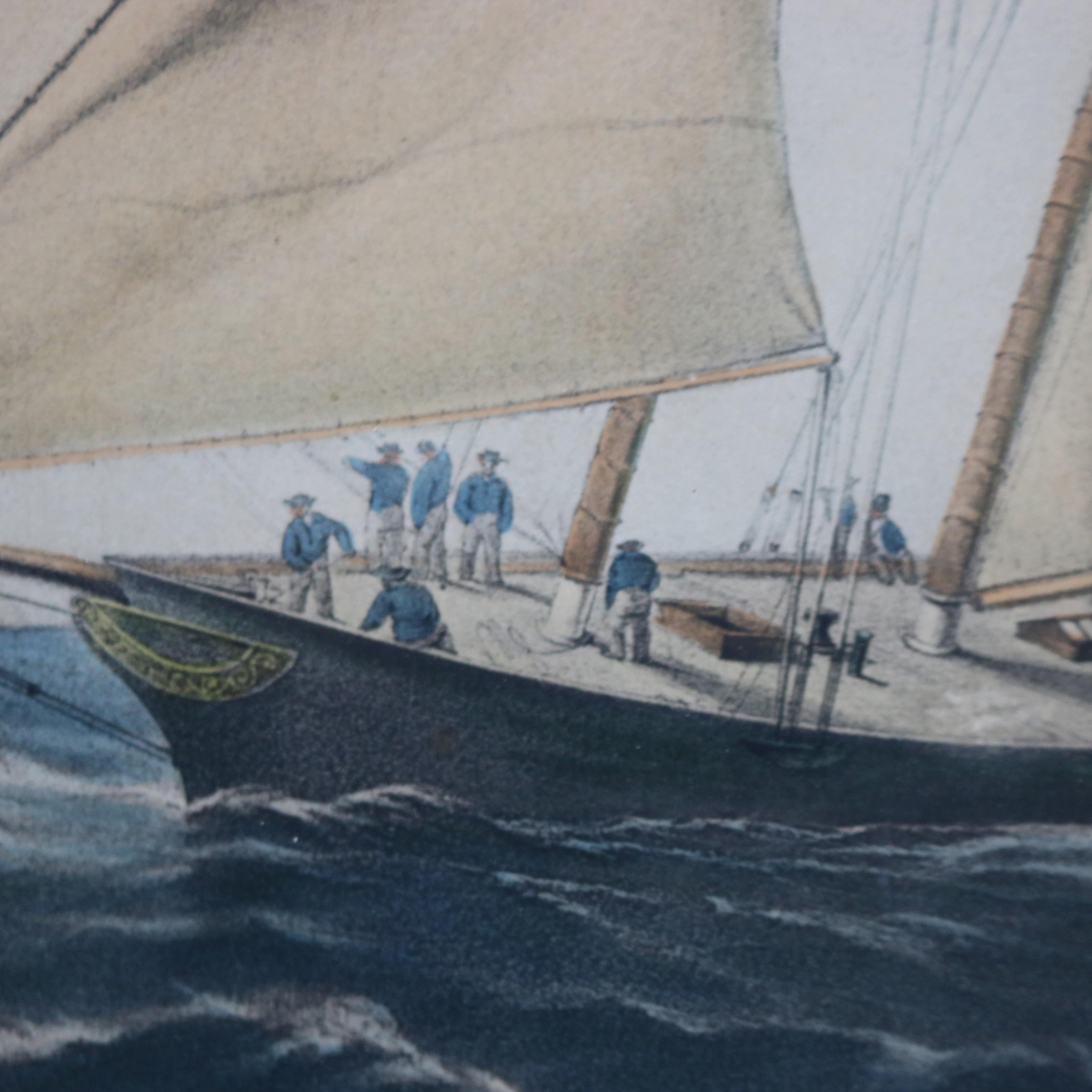 Antiker Meereslandschaftsdruck des Amerika-Siegers des Cowes Club Cup C1851 im Angebot 7