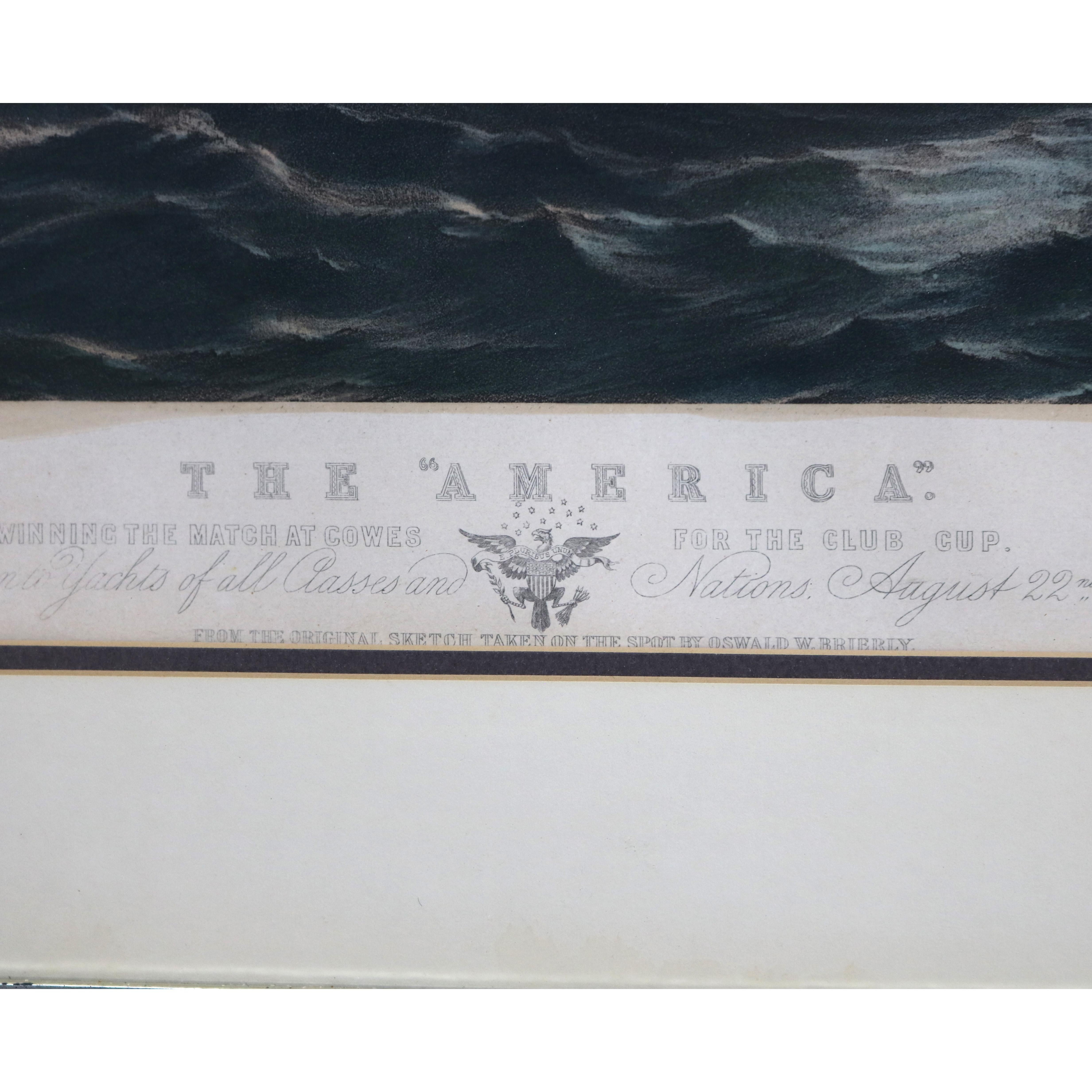 Antiker Meereslandschaftsdruck des Amerika-Siegers des Cowes Club Cup C1851 im Angebot 12