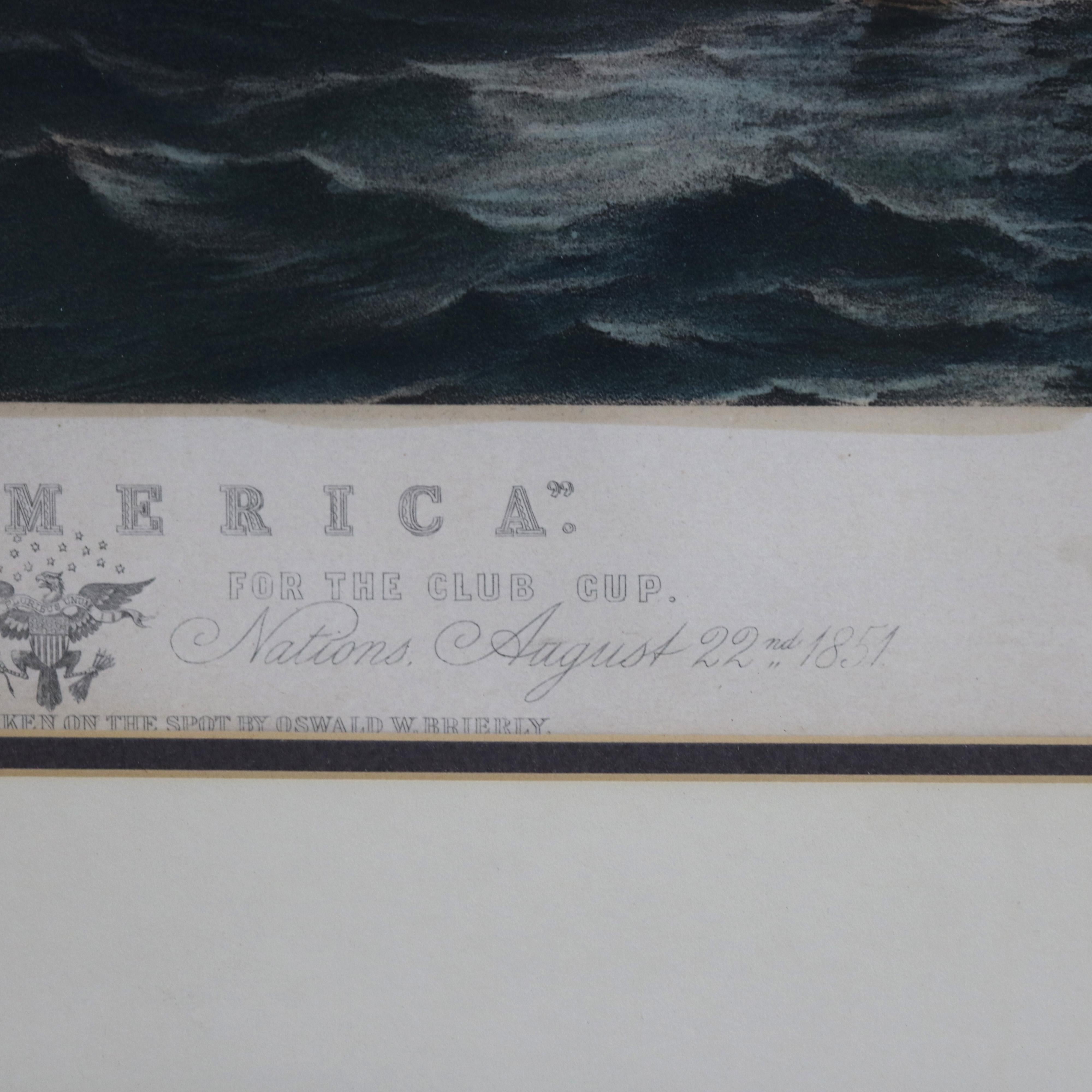 Antiker Meereslandschaftsdruck des Amerika-Siegers des Cowes Club Cup C1851 im Angebot 13