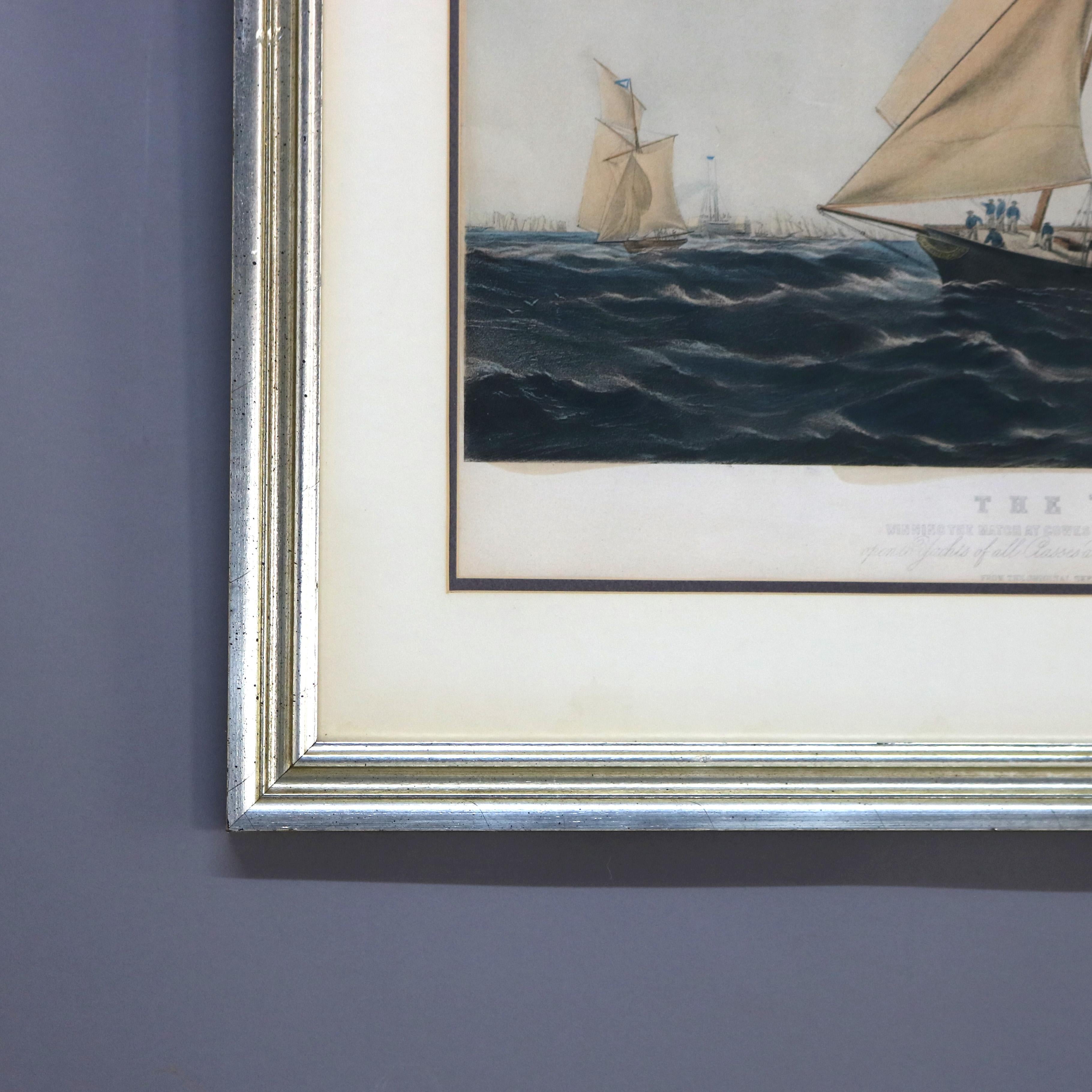 Antiker Meereslandschaftsdruck des Amerika-Siegers des Cowes Club Cup C1851 im Zustand „Gut“ im Angebot in Big Flats, NY