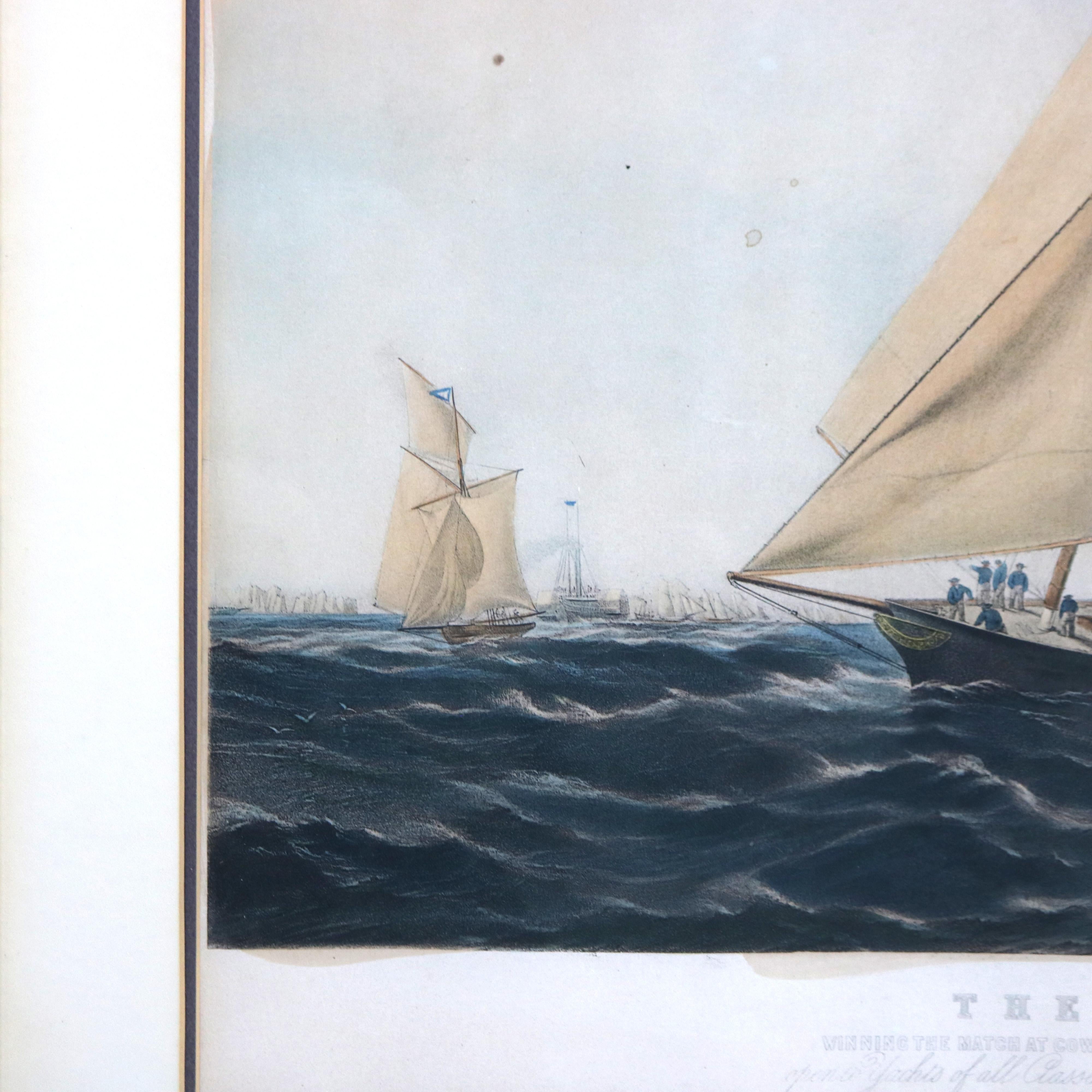 Antiker Meereslandschaftsdruck des Amerika-Siegers des Cowes Club Cup C1851 (Papier) im Angebot