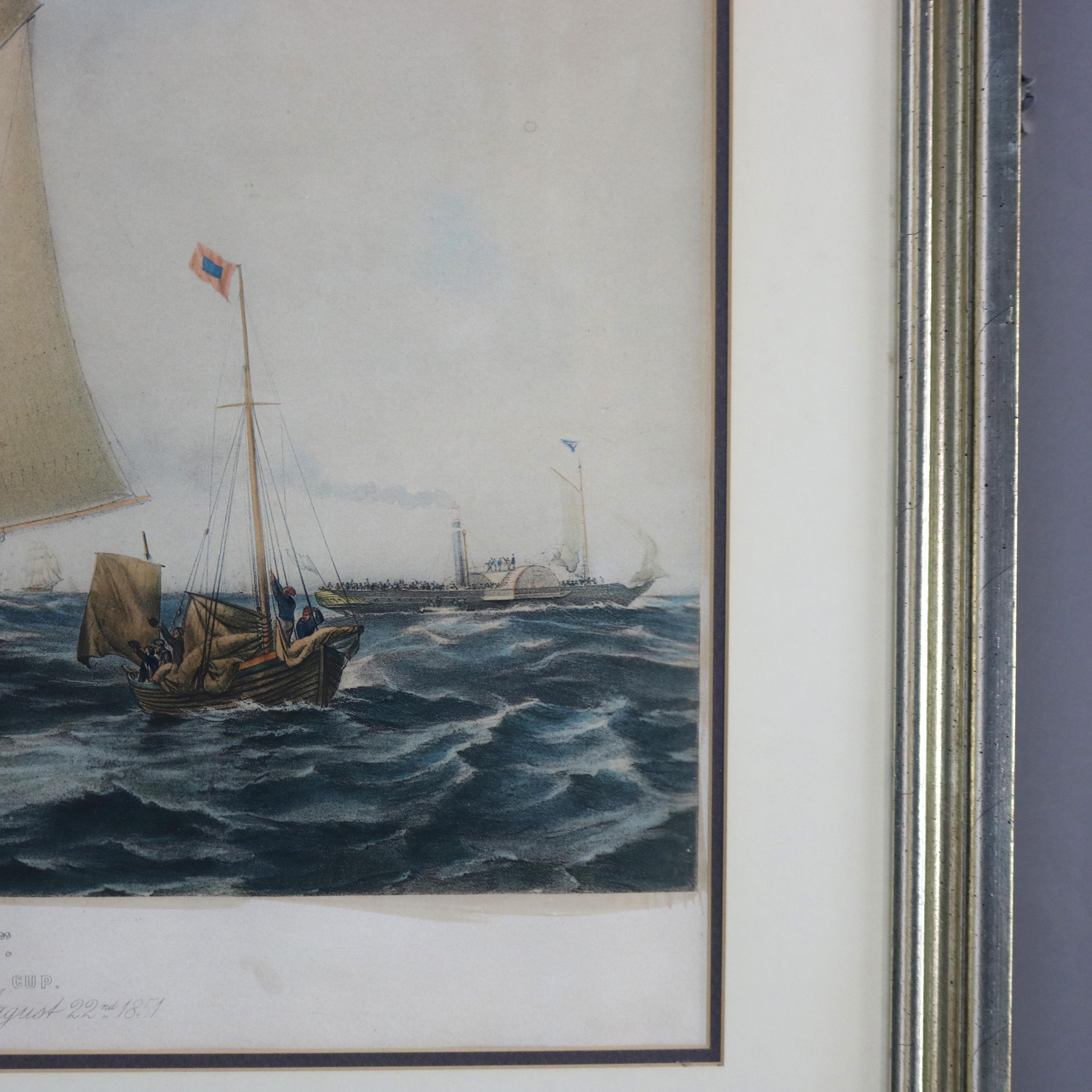 Antiker Meereslandschaftsdruck des Amerika-Siegers des Cowes Club Cup C1851 im Angebot 2