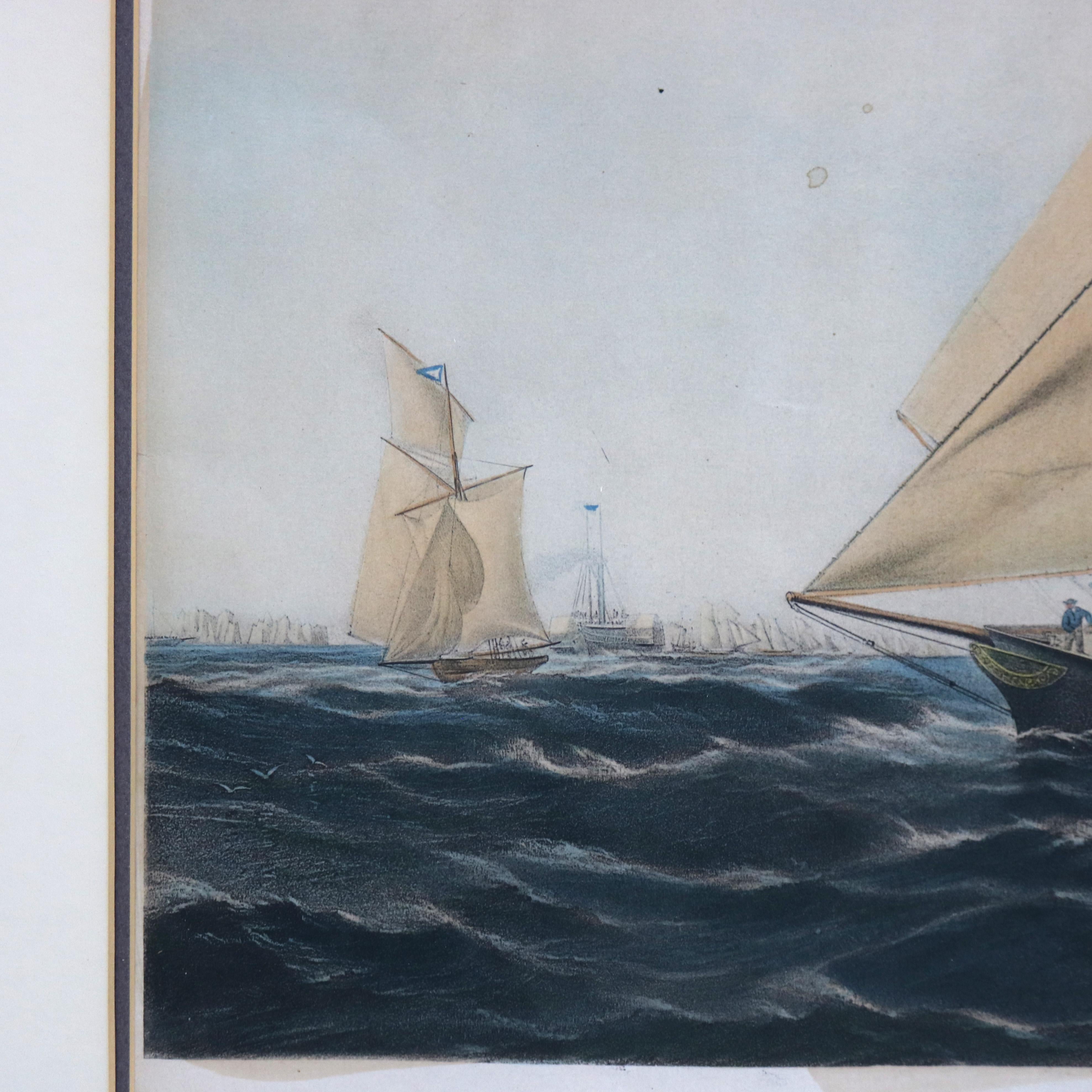 Antiker Meereslandschaftsdruck des Amerika-Siegers des Cowes Club Cup C1851 im Angebot 3