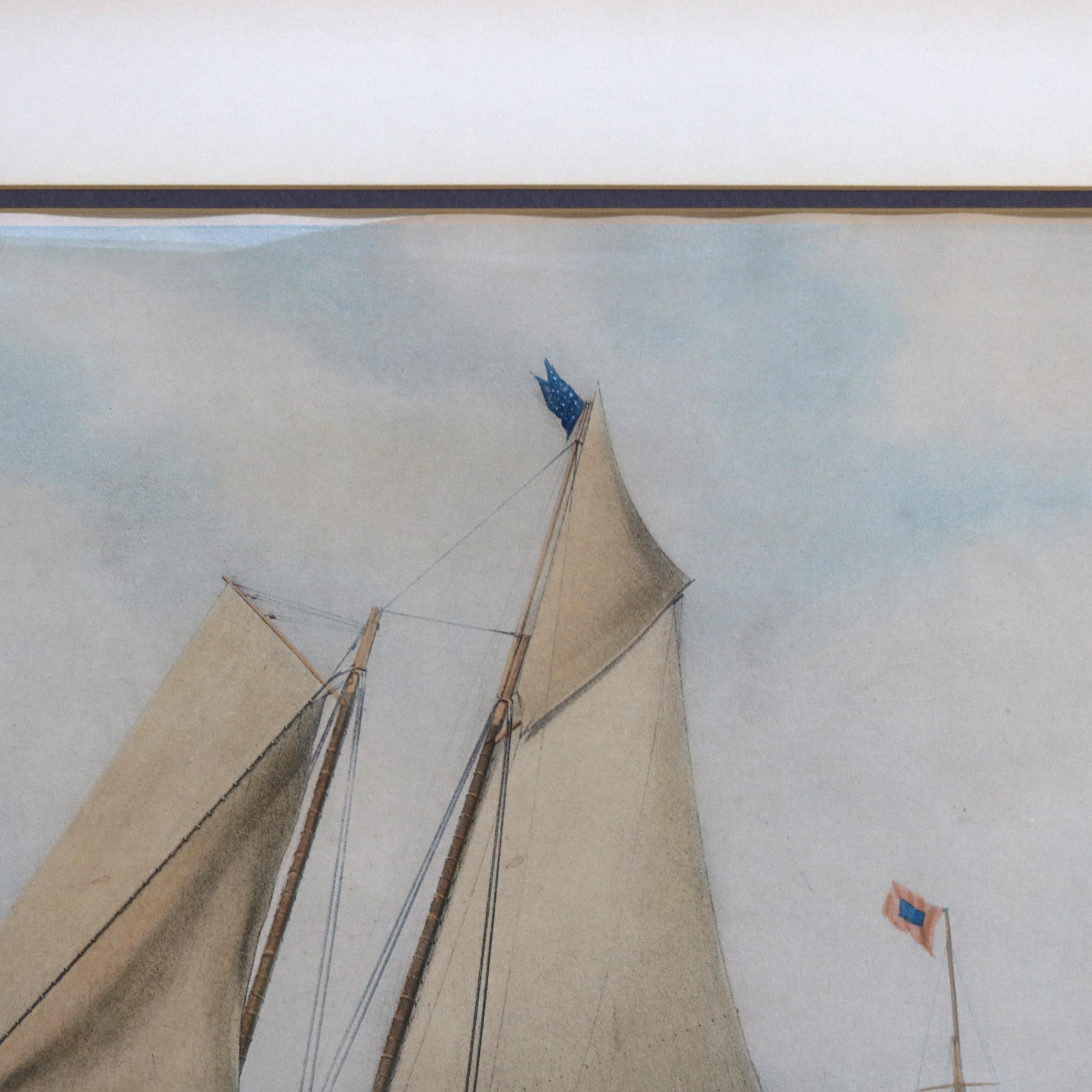 Antiker Meereslandschaftsdruck des Amerika-Siegers des Cowes Club Cup C1851 im Angebot 4