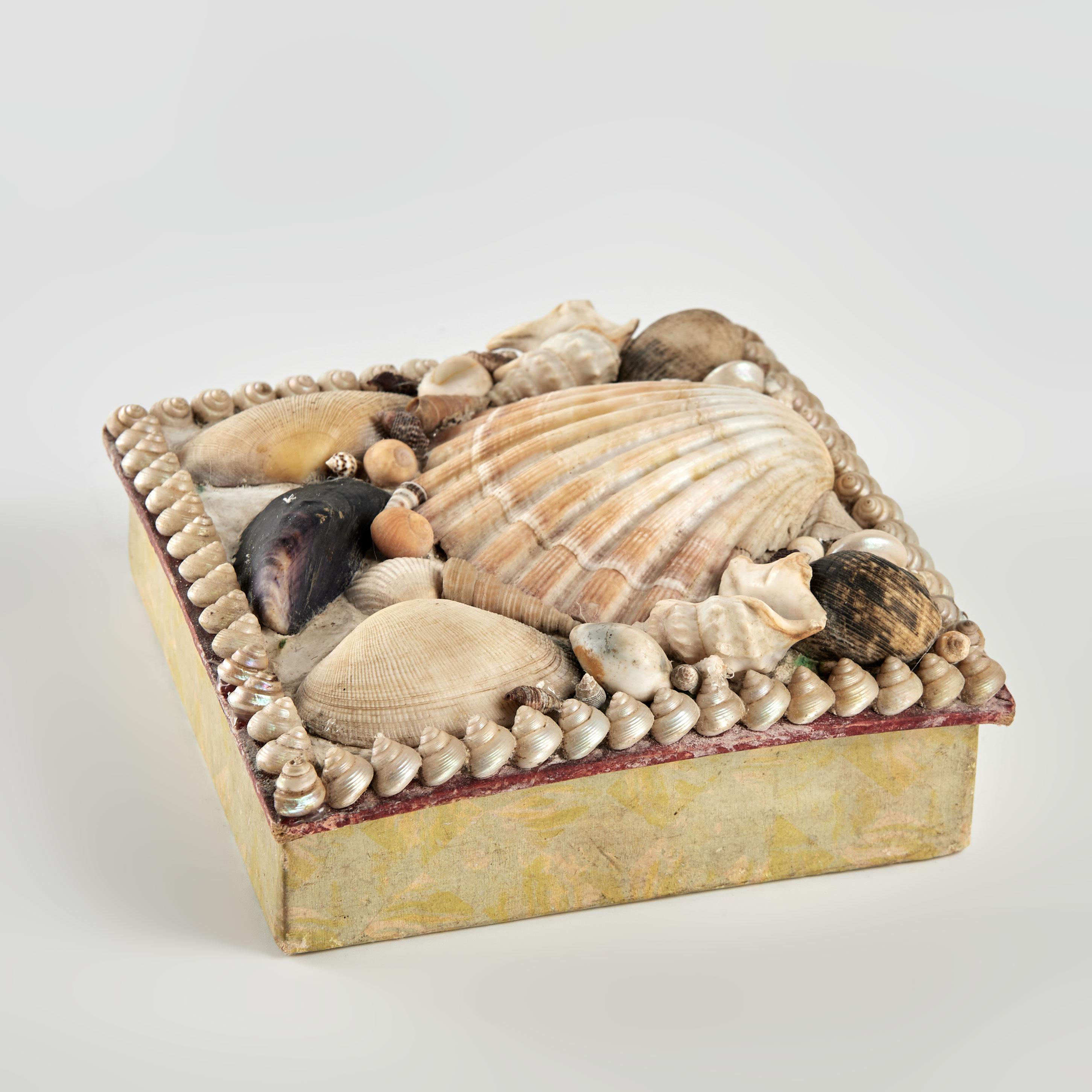 Hand-Crafted Antique Seashell Box For Sale