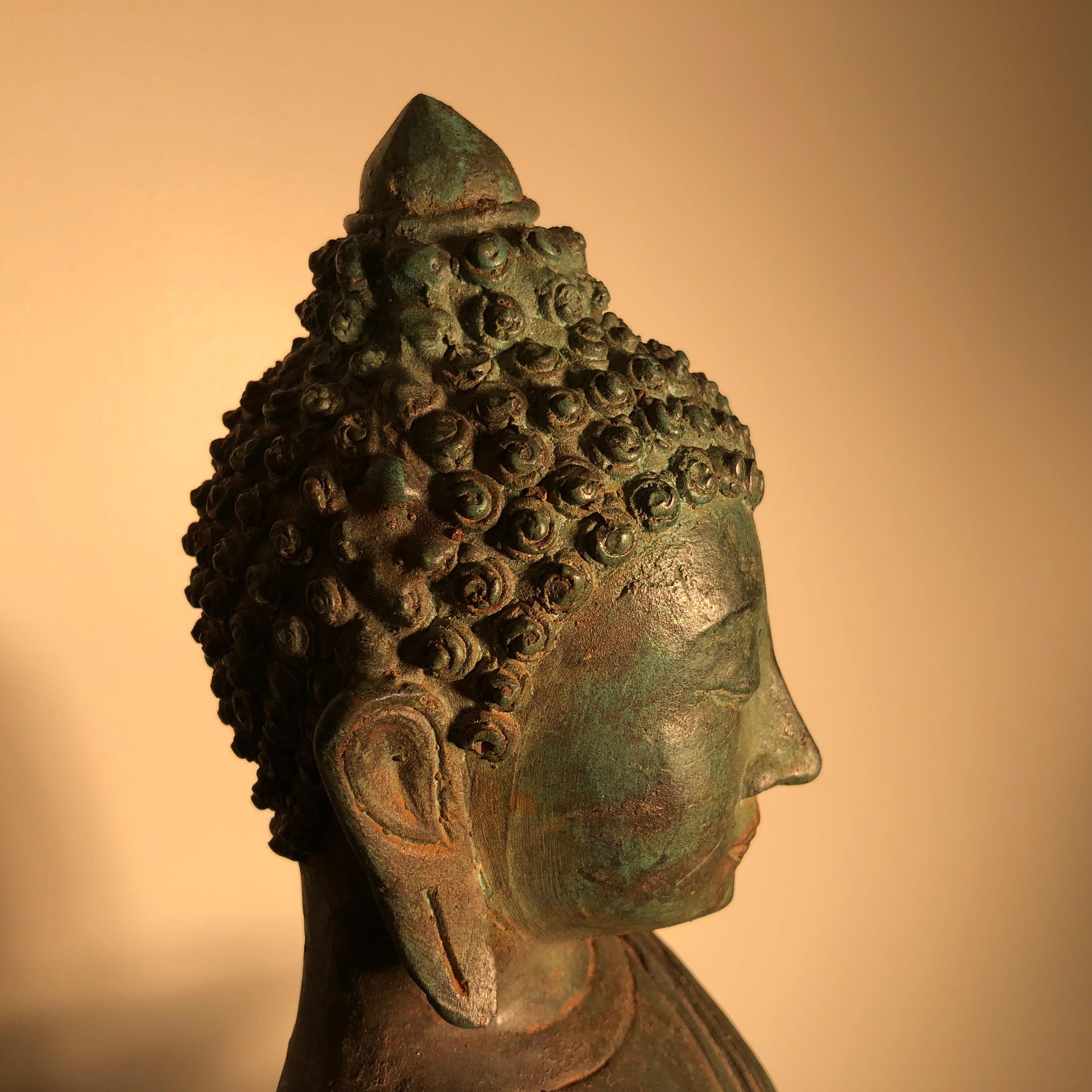 Antique Seated Enlightenment Shakymuni Buddha, Hand Cast Bronze 3
