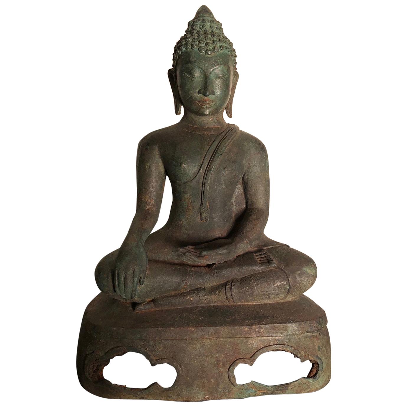 Antique Seated Enlightenment Shakymuni Buddha, Hand Cast Bronze