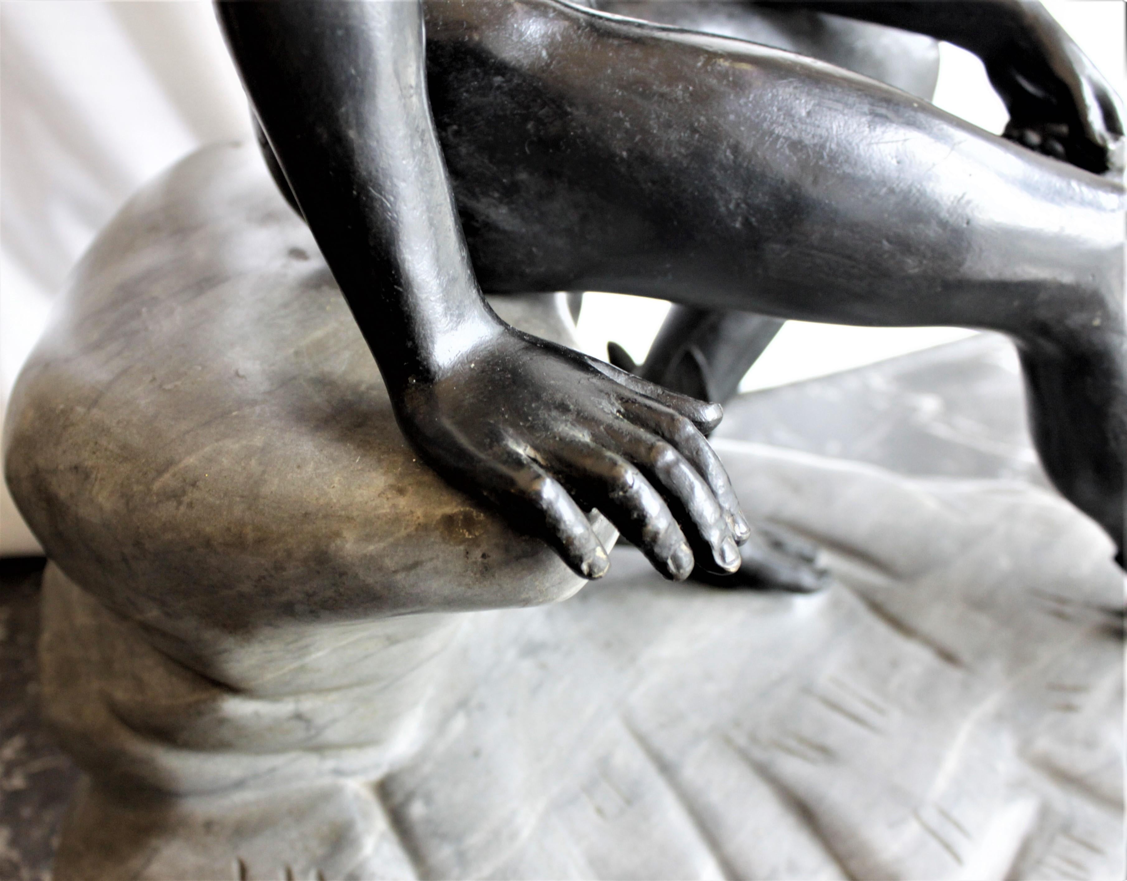 Antique Seated Greek God Hermes Patinated Grand Tour Cast Bronze Sculpture For Sale 1