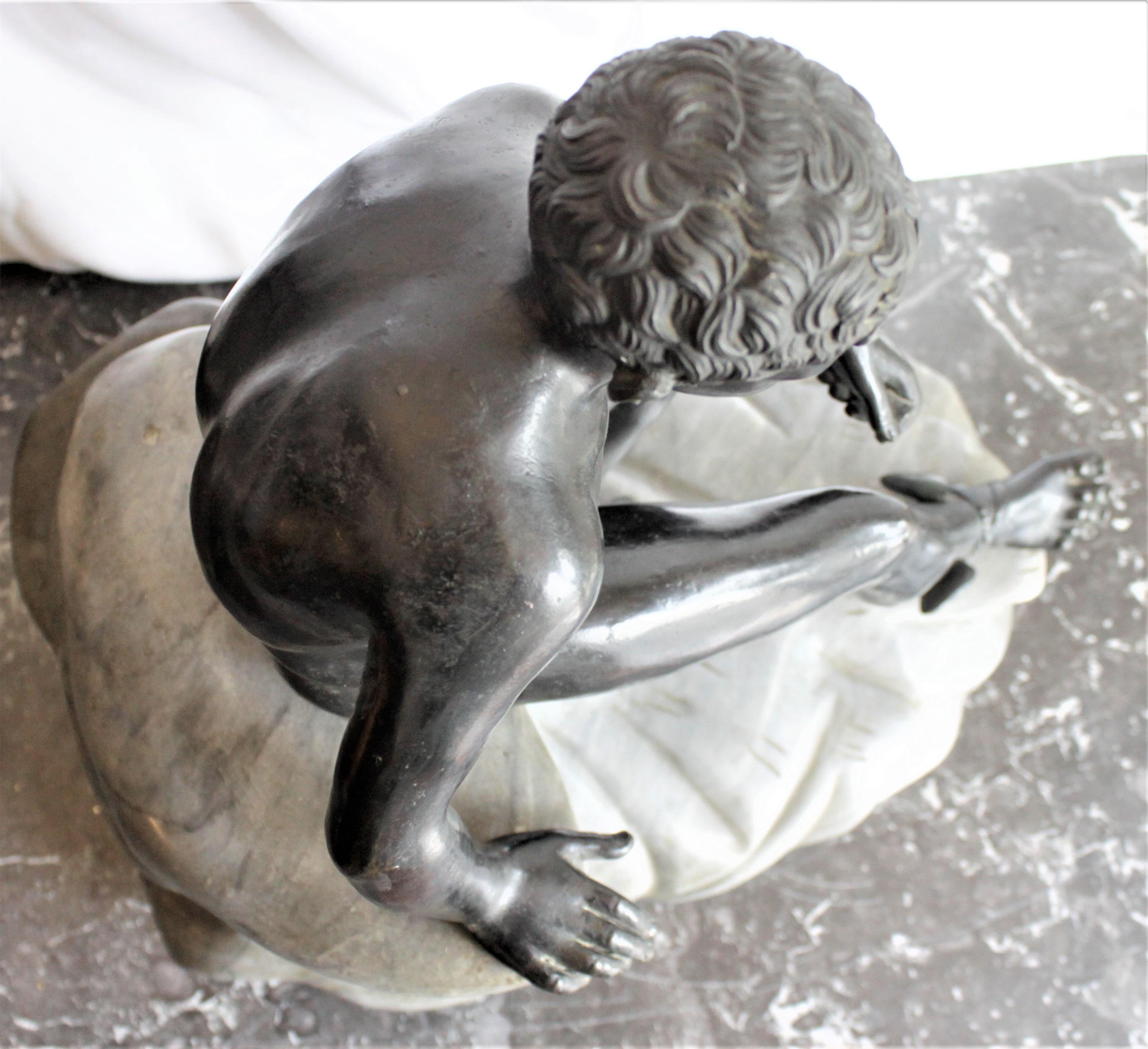 Antique Seated Greek God Hermes Patinated Grand Tour Cast Bronze Sculpture For Sale 3